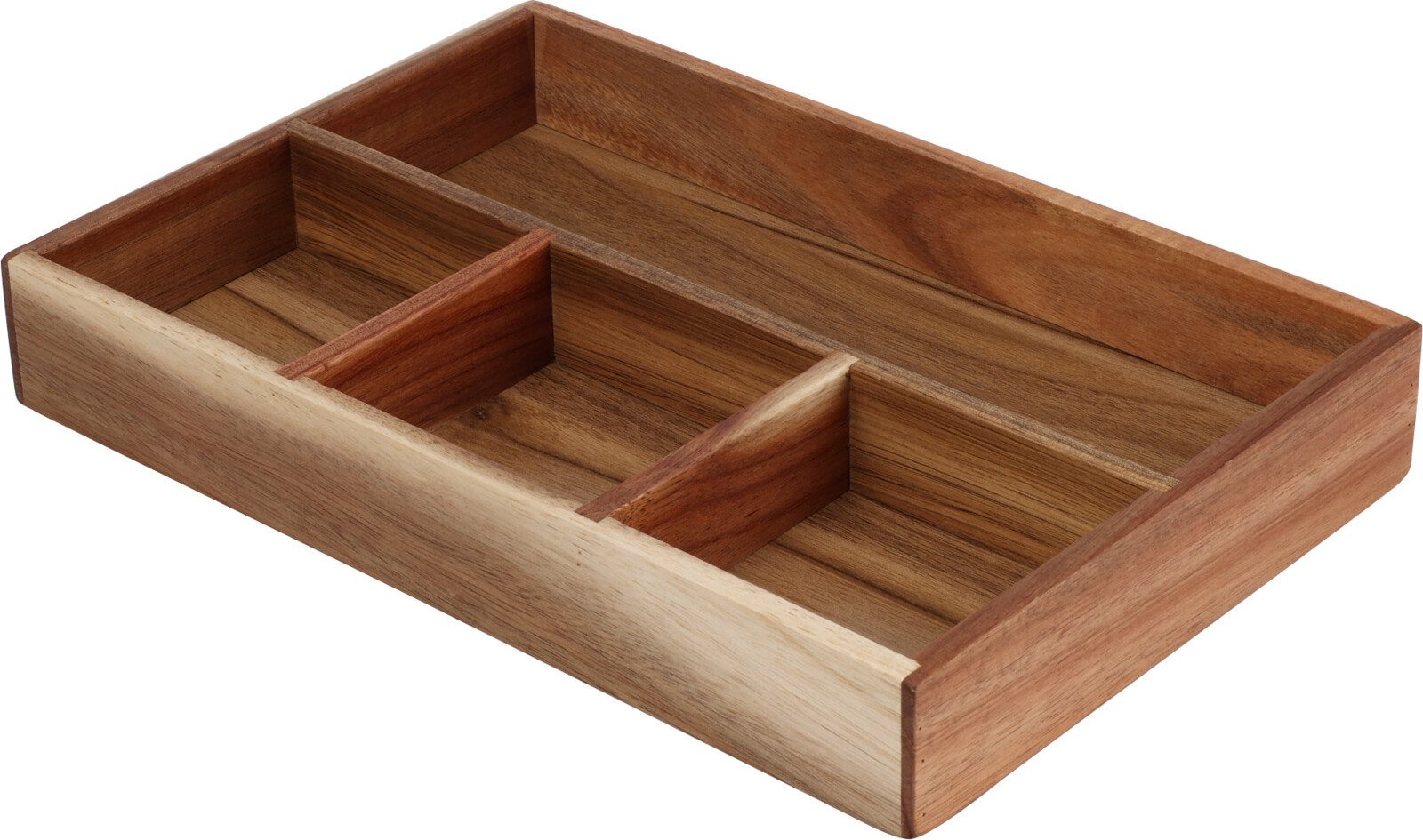 Koopman Organizer Akazienholz Aufbewahrung 30x20cm (1 St), 4 Fächer, Kleine Fächer 9x9cm, Großes Fach 28,5x8,5cm, Natur