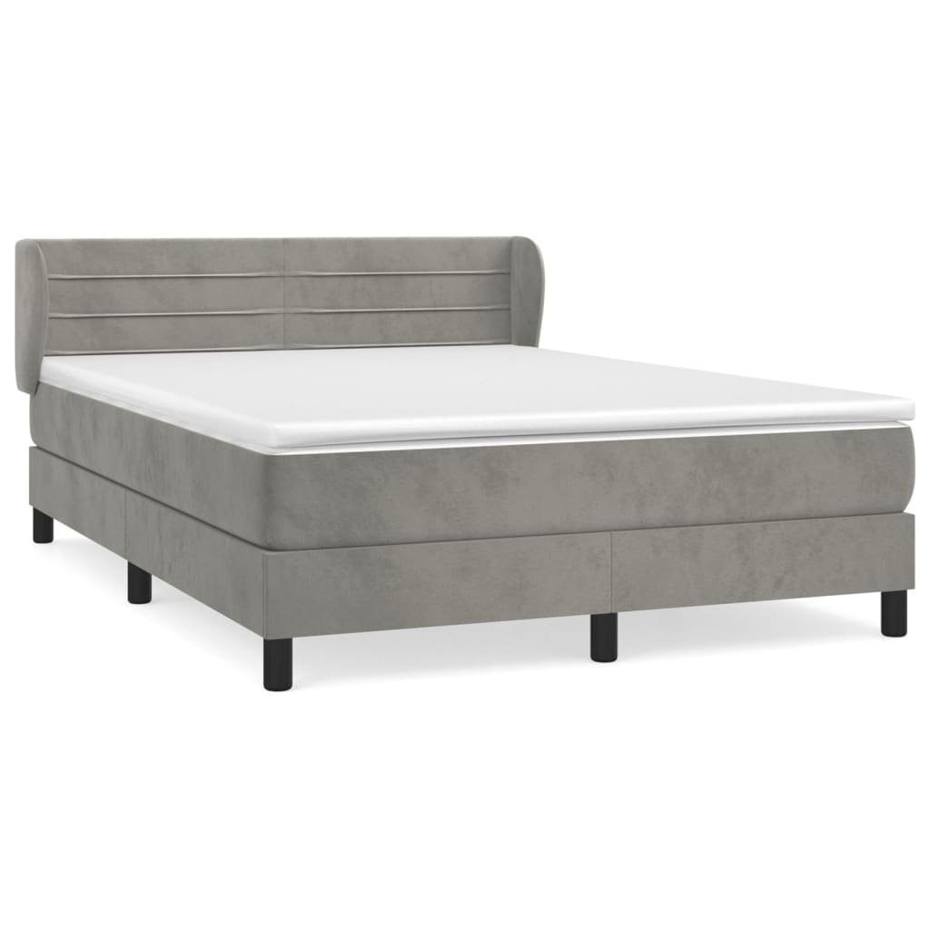 Boxspringbett 140 x 200 cm Boxspringbett mit Matratze Hellgrau 140x200 cm Samt Bett