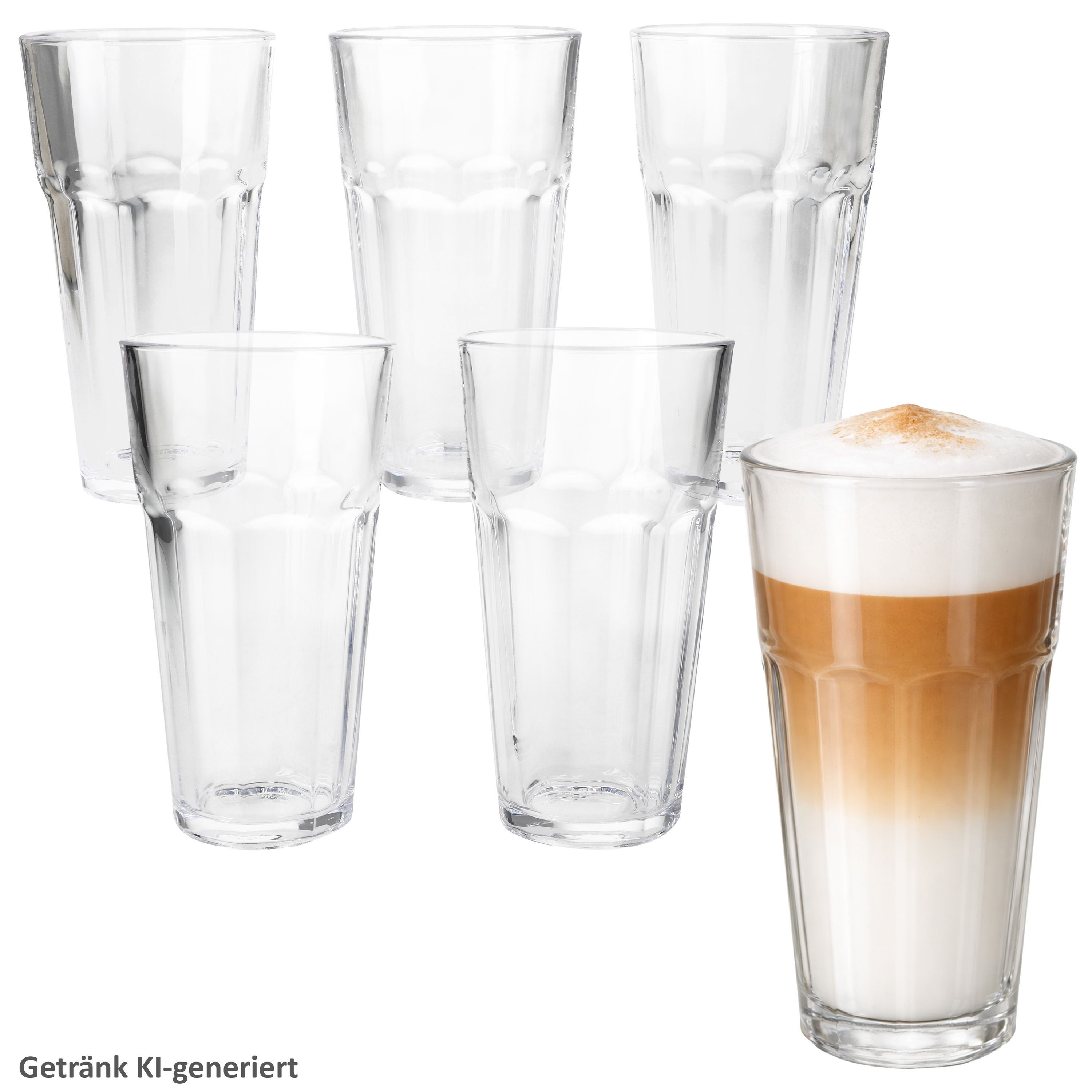 MamboCat Latte-Macchiato-Glas MamboCat 6x Queen Latte Macchiato Gläser 300ml stapelbar Cocktailglas, Glas