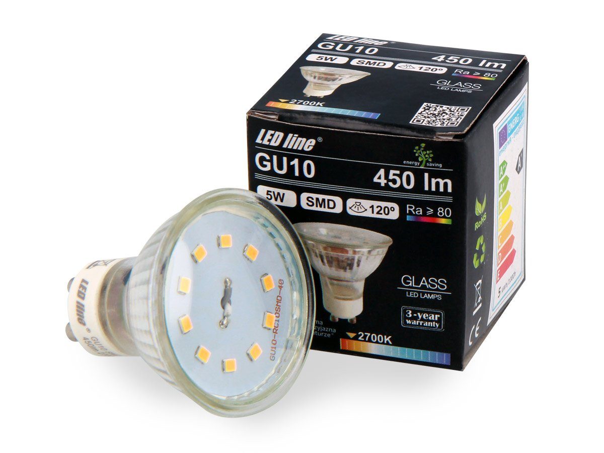 Leuchtmittel 1 2700K LED-Leuchtmittel LED GU10 Warmweiß 450, St. LED-Line 5W