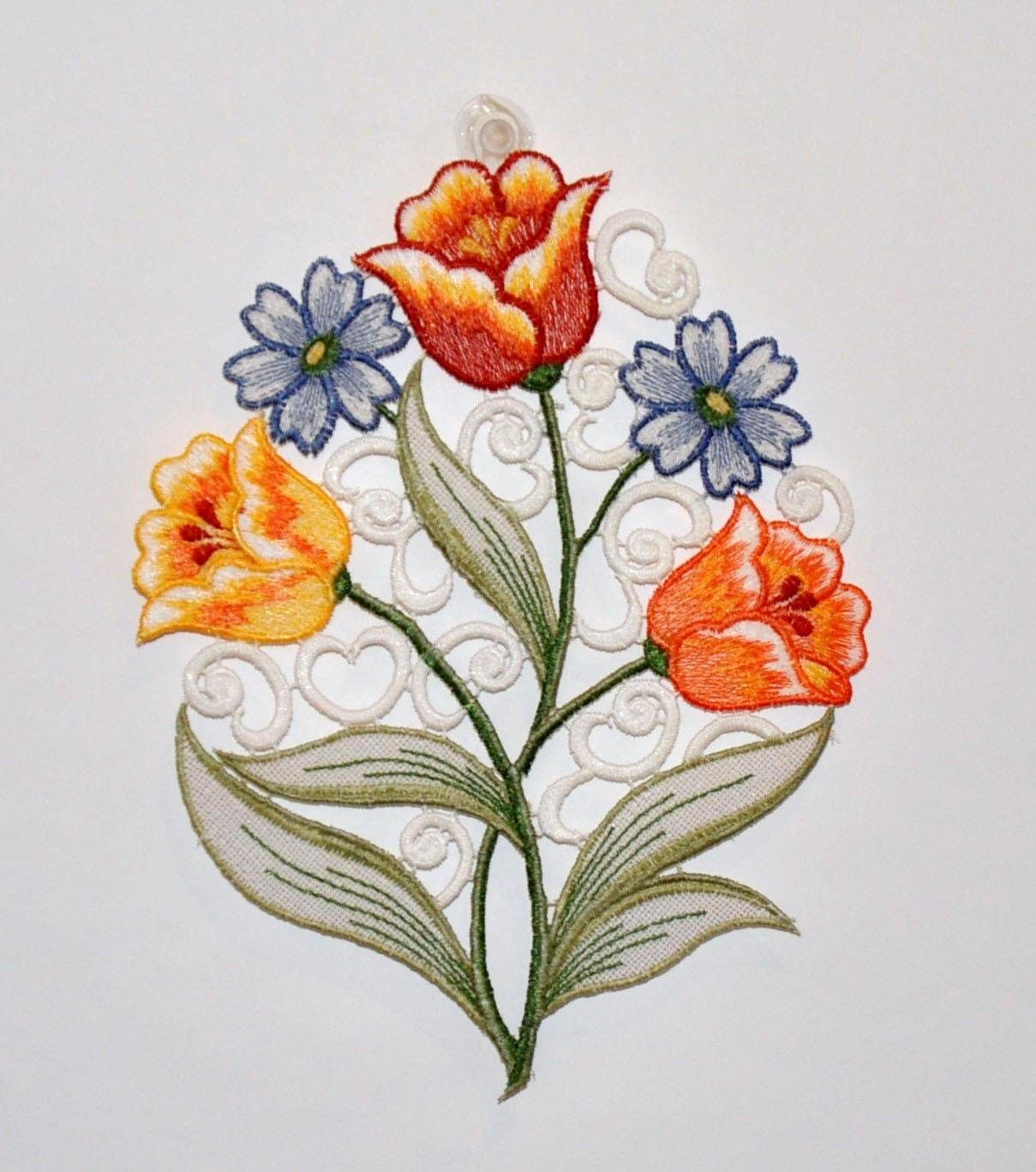 Stickereien Plauen Fensterbild Frühlingsstrauß Fensterbild, Fensterbild "Frühlingsstrauß"