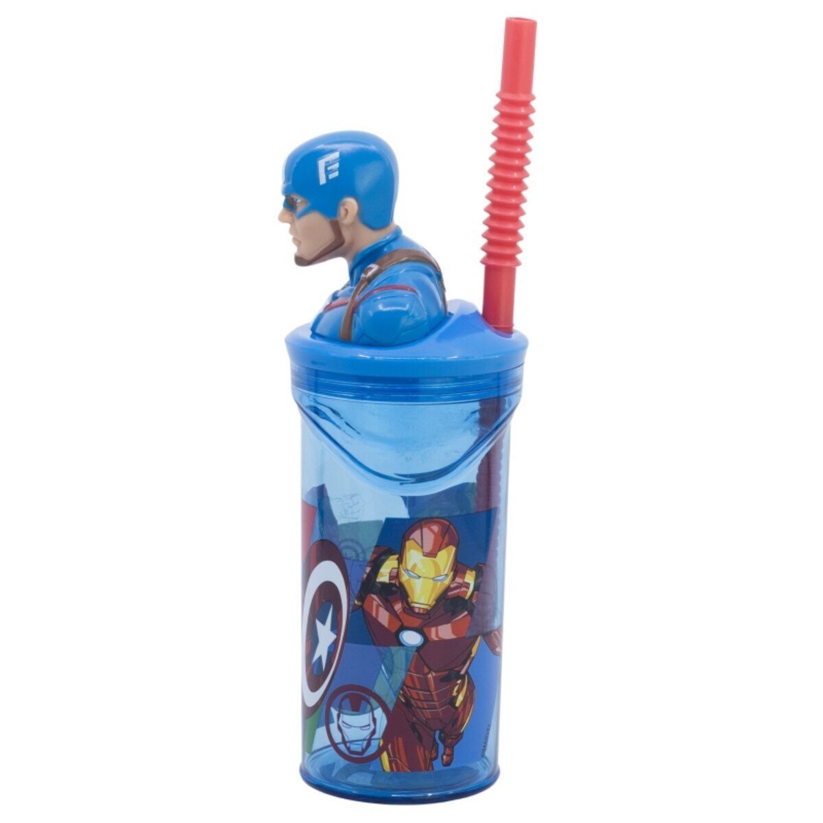 The AVENGERS Trinkflasche Avengers Captain America 3D Kinderbecher & Strohhalm-Tumbler 360ml
