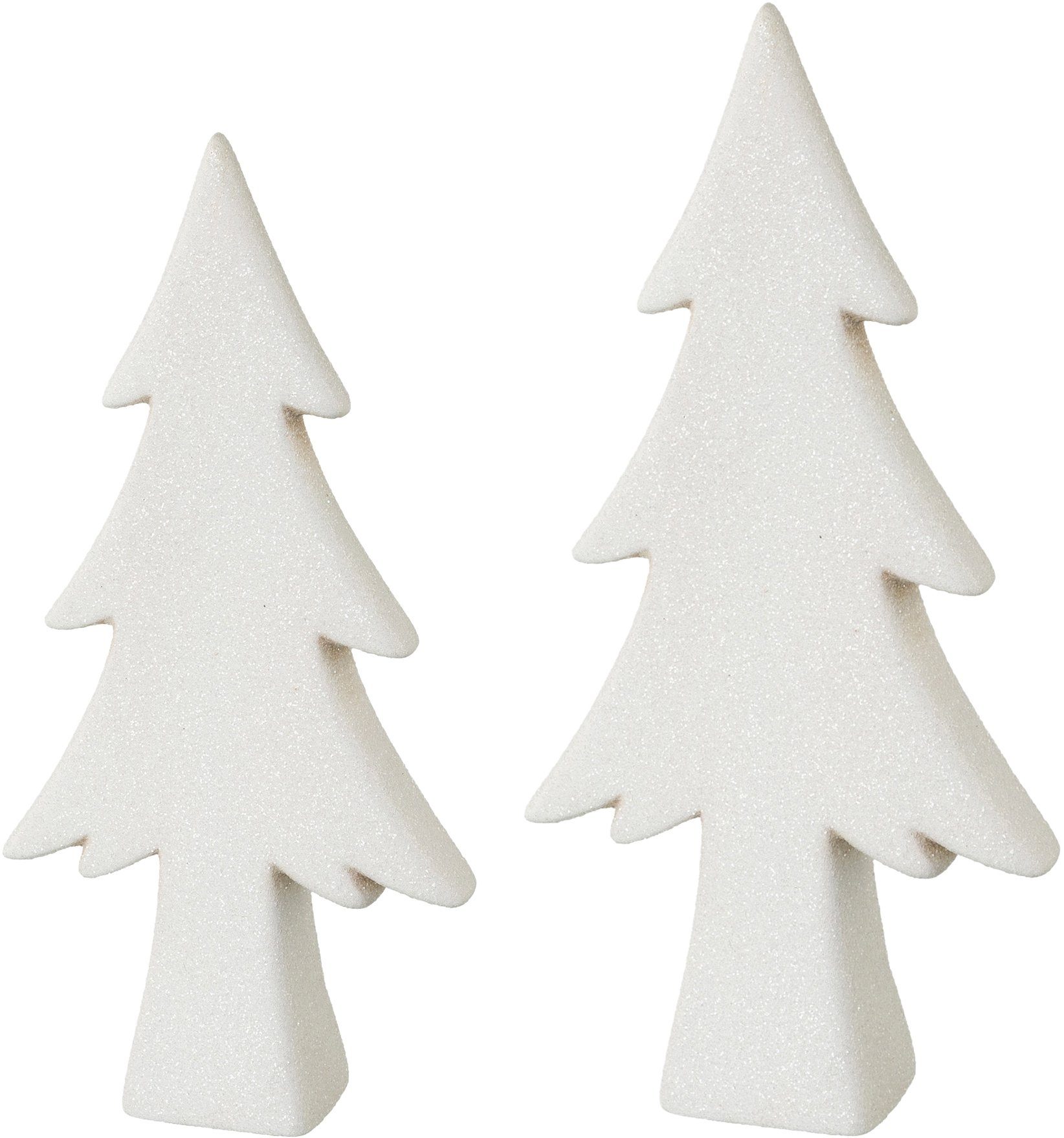 Creativ home Dekobaum Weihnachtsdeko (Set, 2 St), Tannenbaum aus Keramik,  Höhe ca. 15 und 22,5 cm