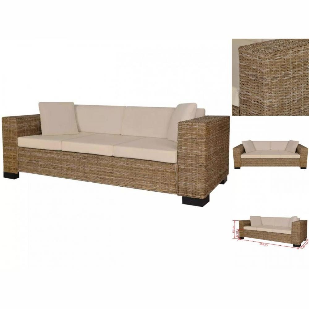 vidaXL Sofa 8-tlg 3-Sitzer Sofa Set Echt Rattan