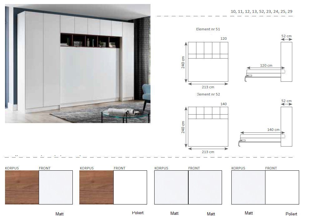 Schrankbett Bett Made Schrank Sofort JVmoebel Bett Wand (1-St., Schrankbett Schlafzimmer Schrankbett) Kleiderschrank in Europa