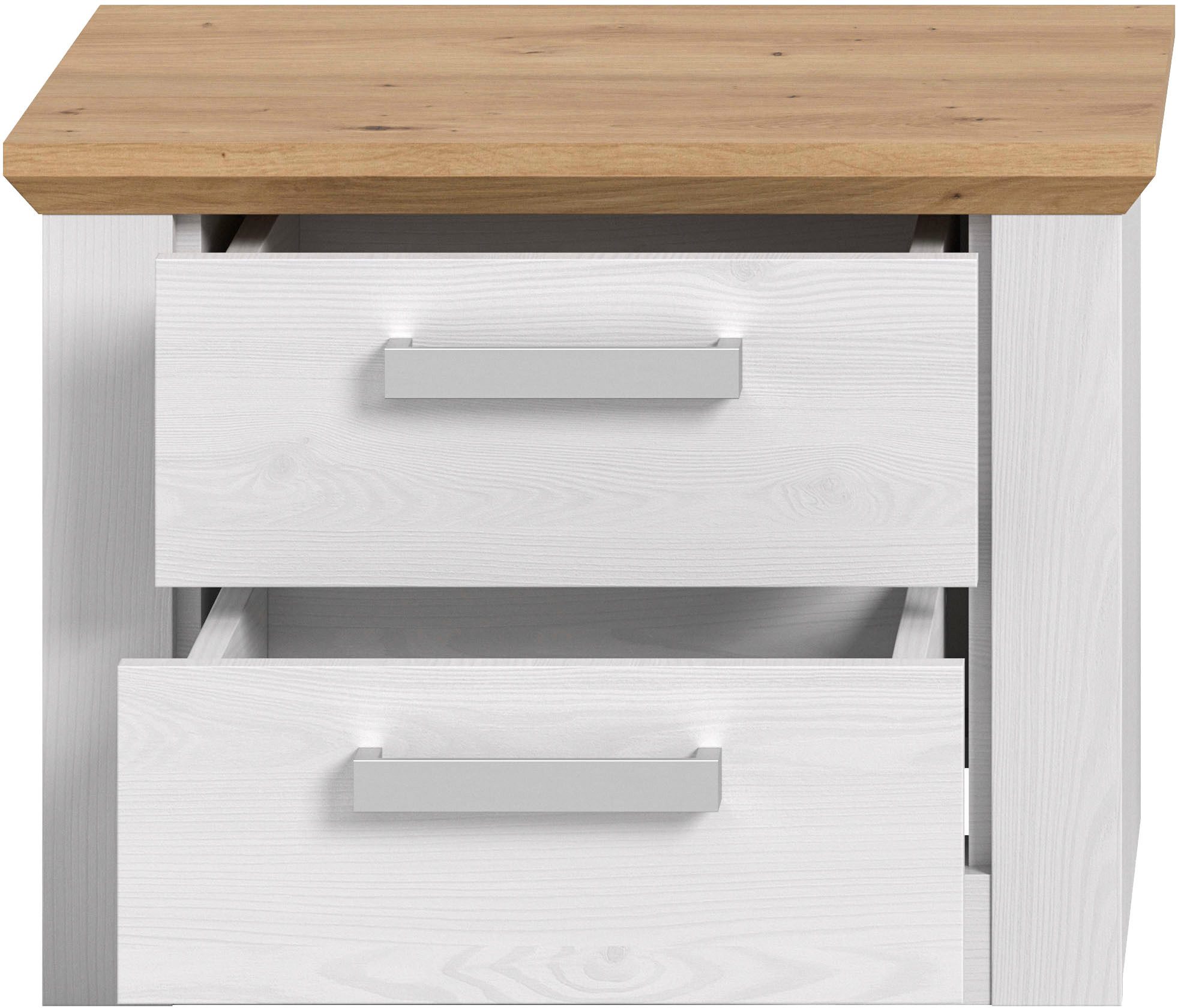 Home affaire Nachtschrank COSENZA, Breite 54cm, in Landhausoptik (inklusive 2 Schubkästen mit Vollauszug) Nachtkommode, Nachtische, Kommode, Nako, Beistelltisch – Bild 5 von 5