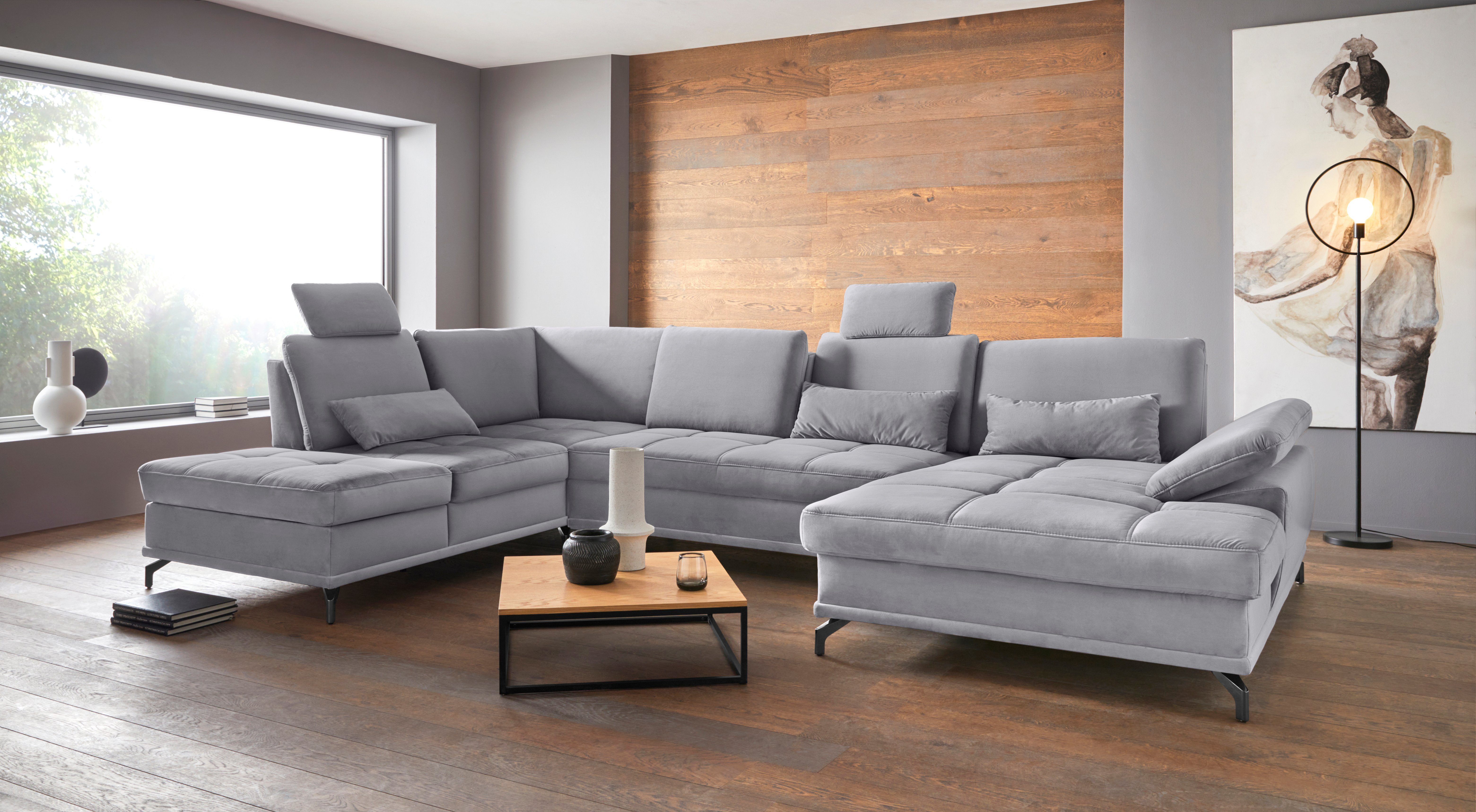 OTTO home Wohnlandschaft Costello U-Form, B: 363 cm mit Sitztiefen-, Armteilverstellung &, 3 Nierenkissen, optional Bettfunktion & Bettkasten