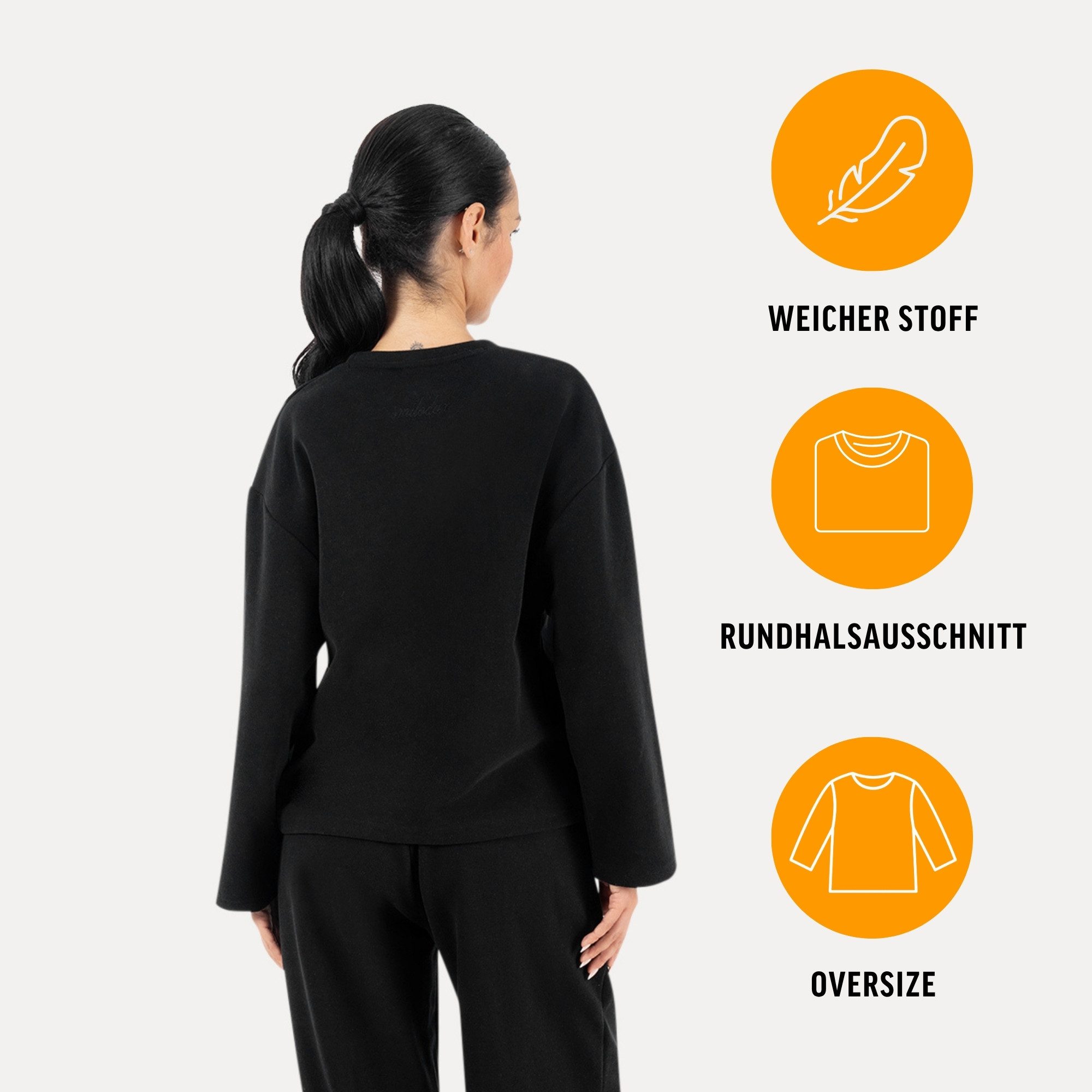 Smilodox Longsleeve Sirel, Langarmshirt Oversize Fit mit Rundhalsausschnitt, Sport Weiche Baumwolle, Lässige Silhouette, Rundhalsausschnitt, Alltag