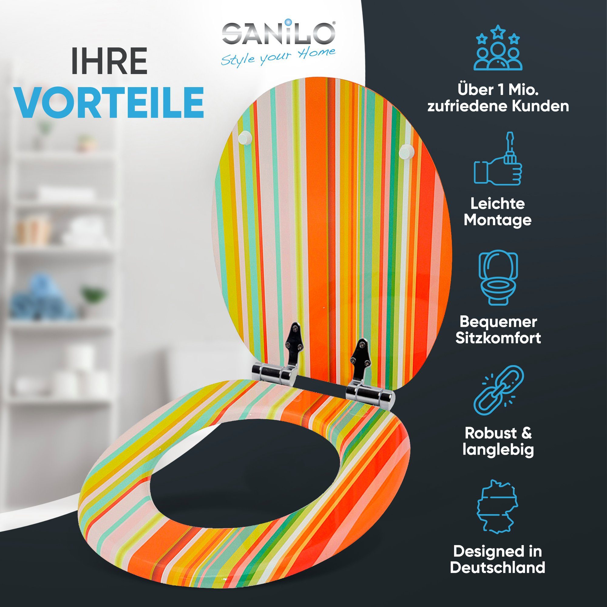 Sanilo WC-Sitz Starstripes, mit Absenkautomatik, hochwertig & modern, unive günstig online kaufen