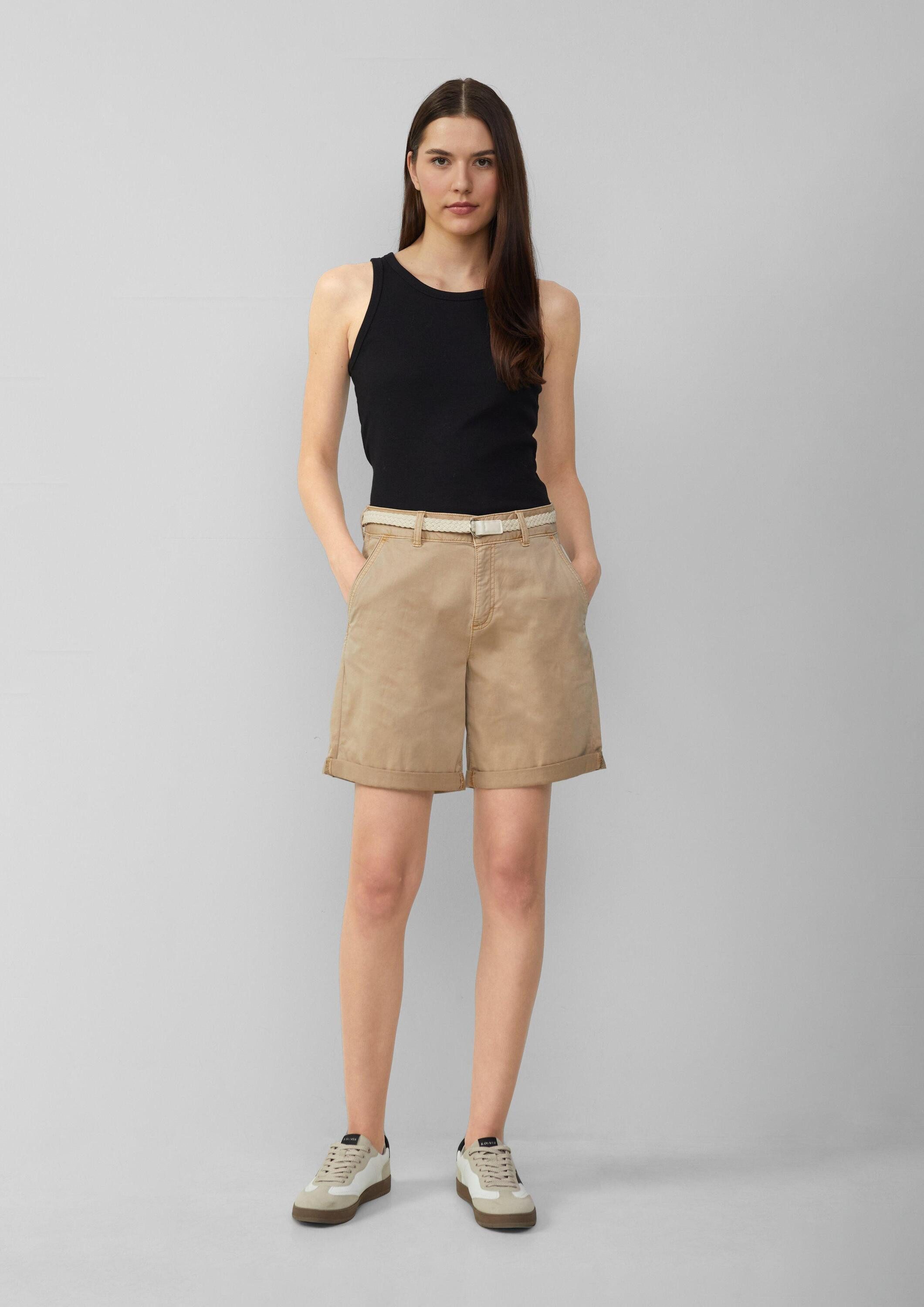 s.Oliver Shorts Hose Shorts mit geflochtenem Gürtel und Garment Dye