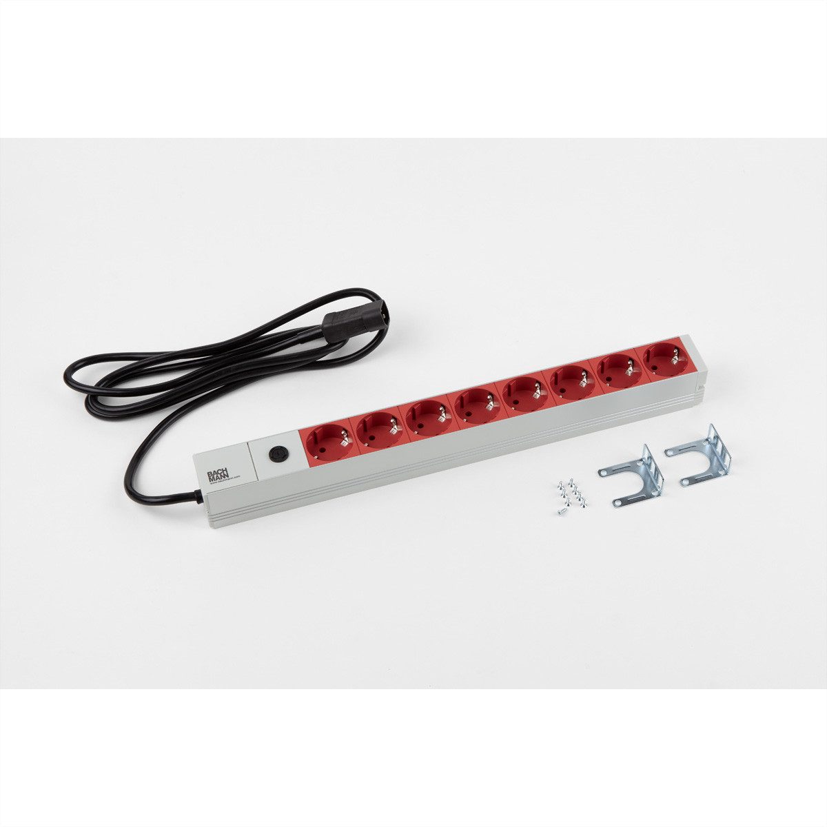 Bachmann 19" Steckdosenleiste 8-fach, 2300W, IEC320 C14 Stecker Steckdosenleiste (Kabellänge 2 m), 333.410