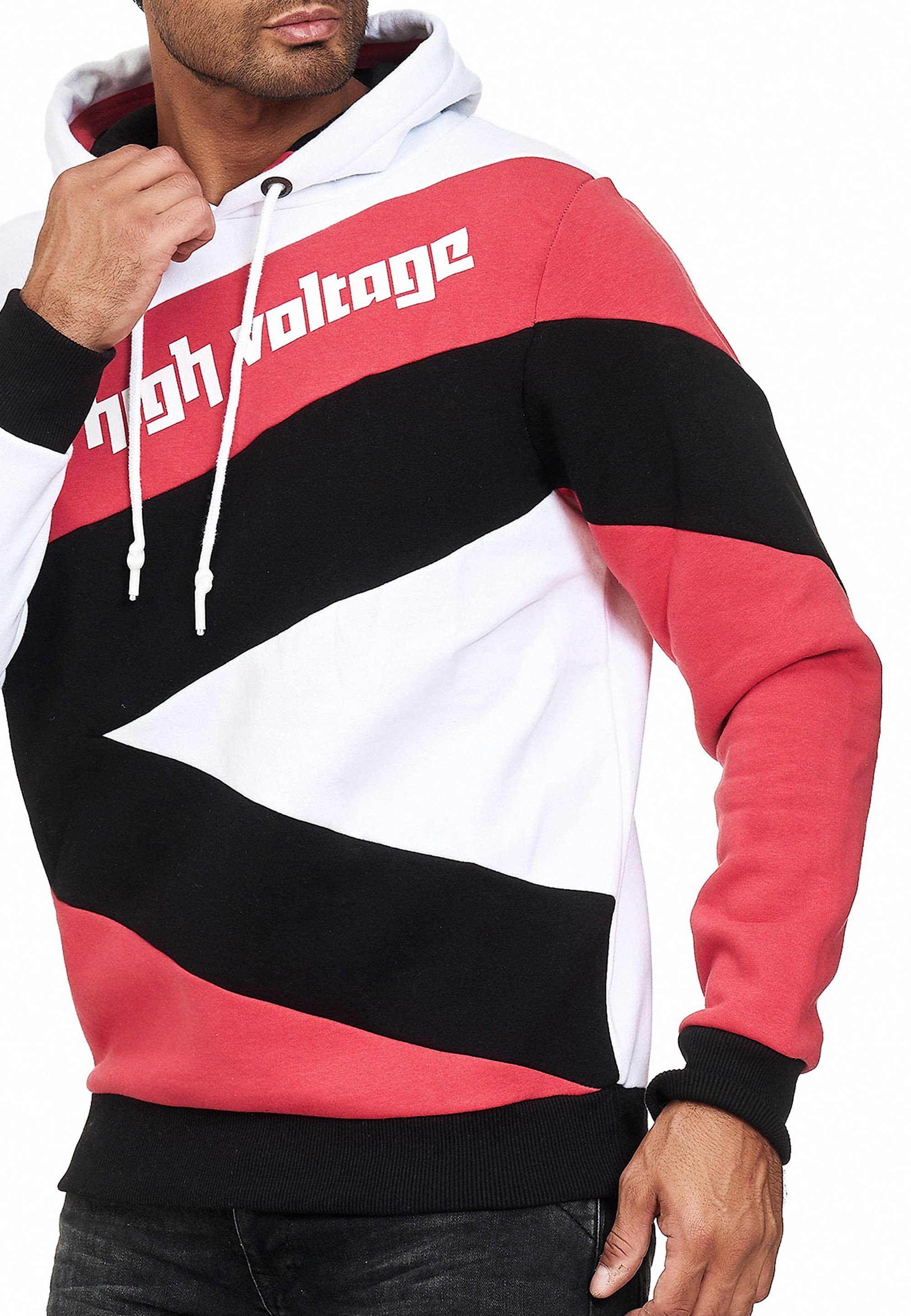 Kapuzensweatshirt sportlichem Neal weiß-rot Design in Rusty