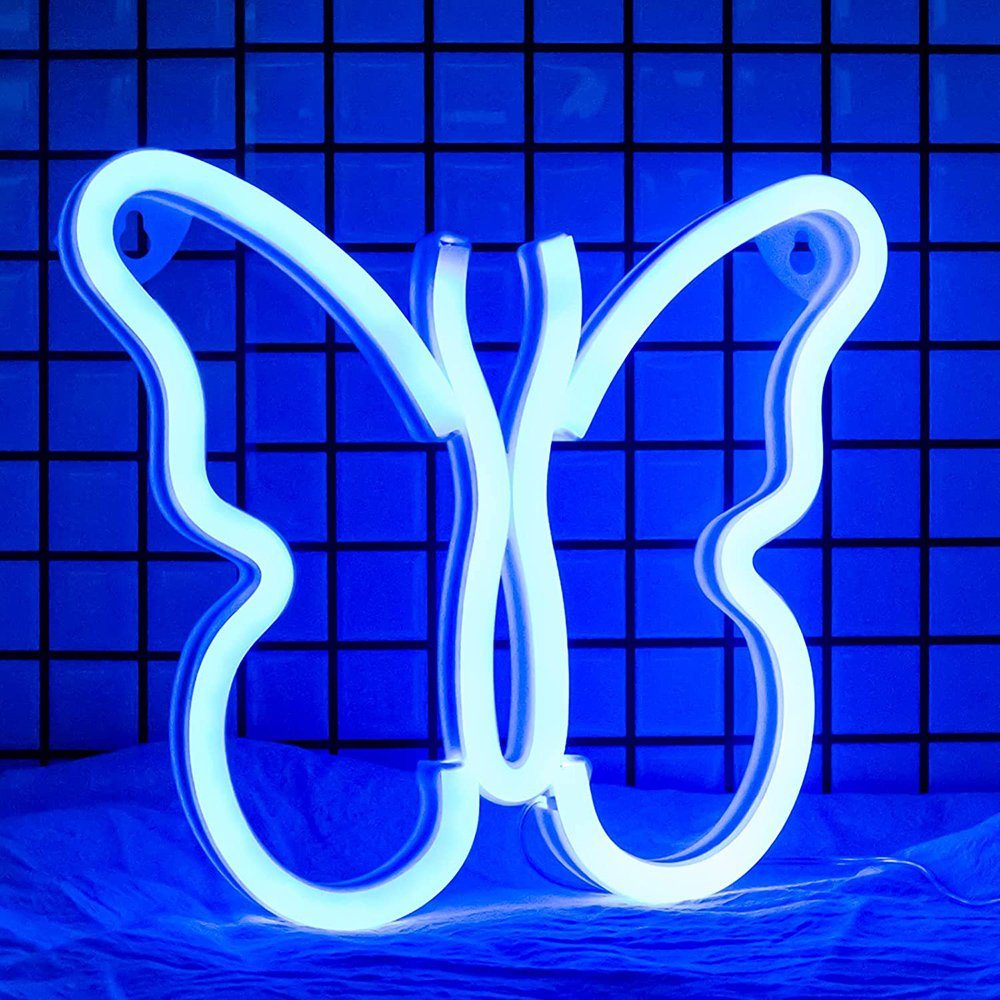 Rosnek LED Dekolicht Schmetterling/Kirsche/Herz, für Schlafzimmer Weihnachten, Kinderzimmer Deko, Batterie/ USB Blau