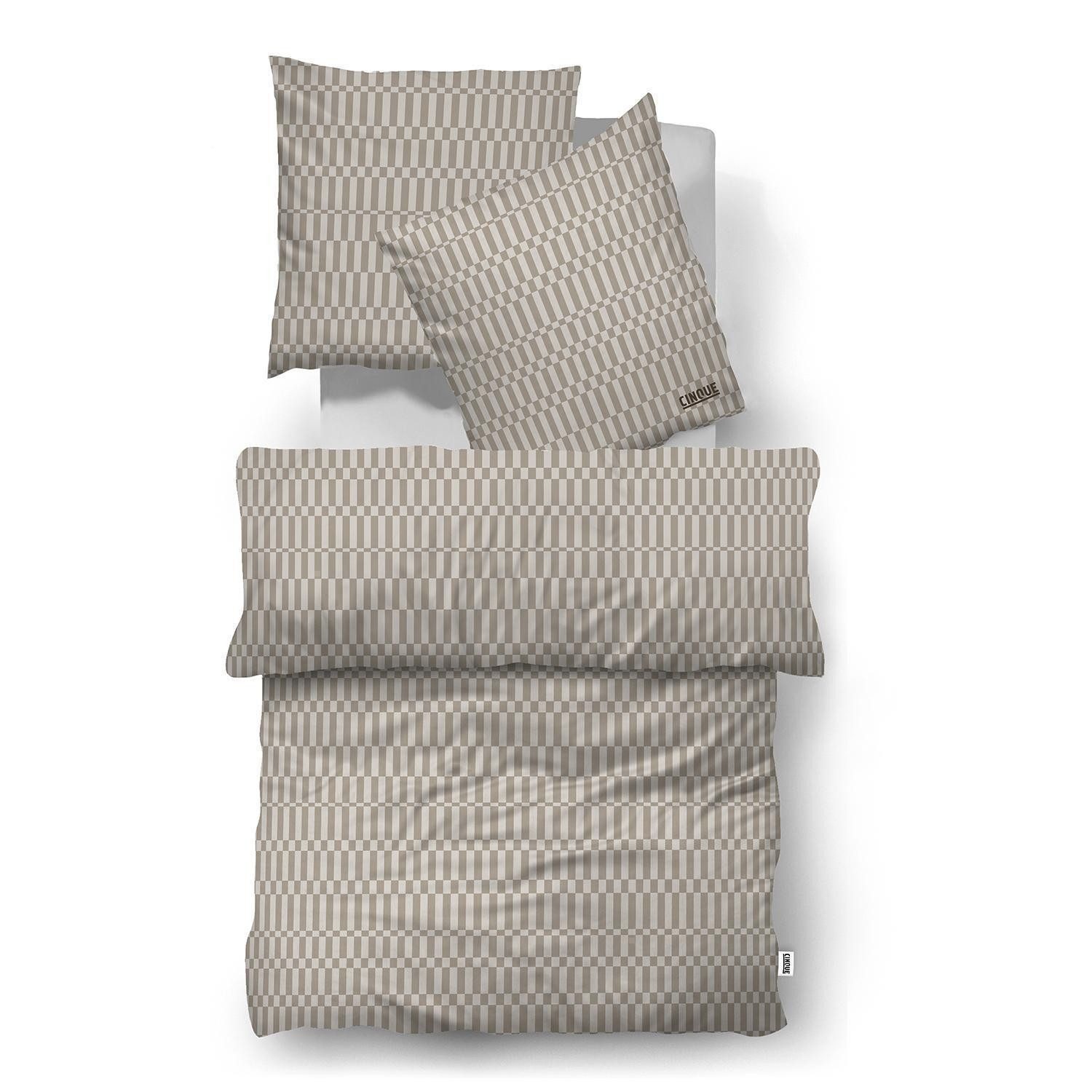 Biberna Bettwäsche LINE, Taupe, 155 x 220 cm, Reißverschluss, Satin, 1 teilig, 100% Baumwolle