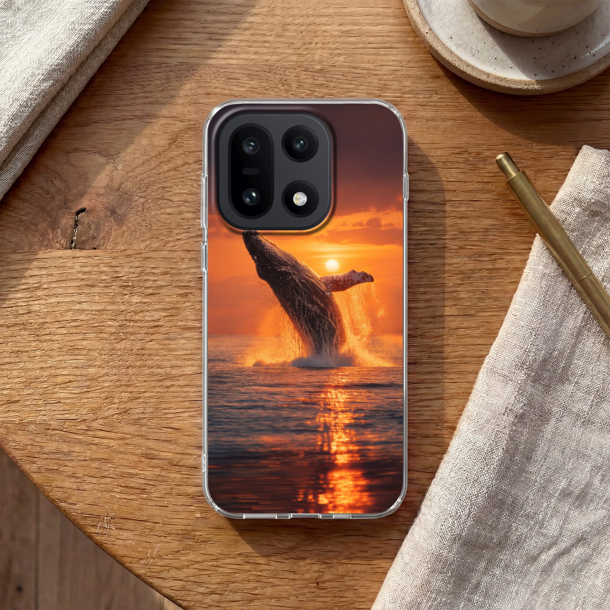 MuchoWow Handyhülle für OnePlus 15 Wal - Sonne - Meer, Phone Case, Silikon, Schutzhülle Dünn