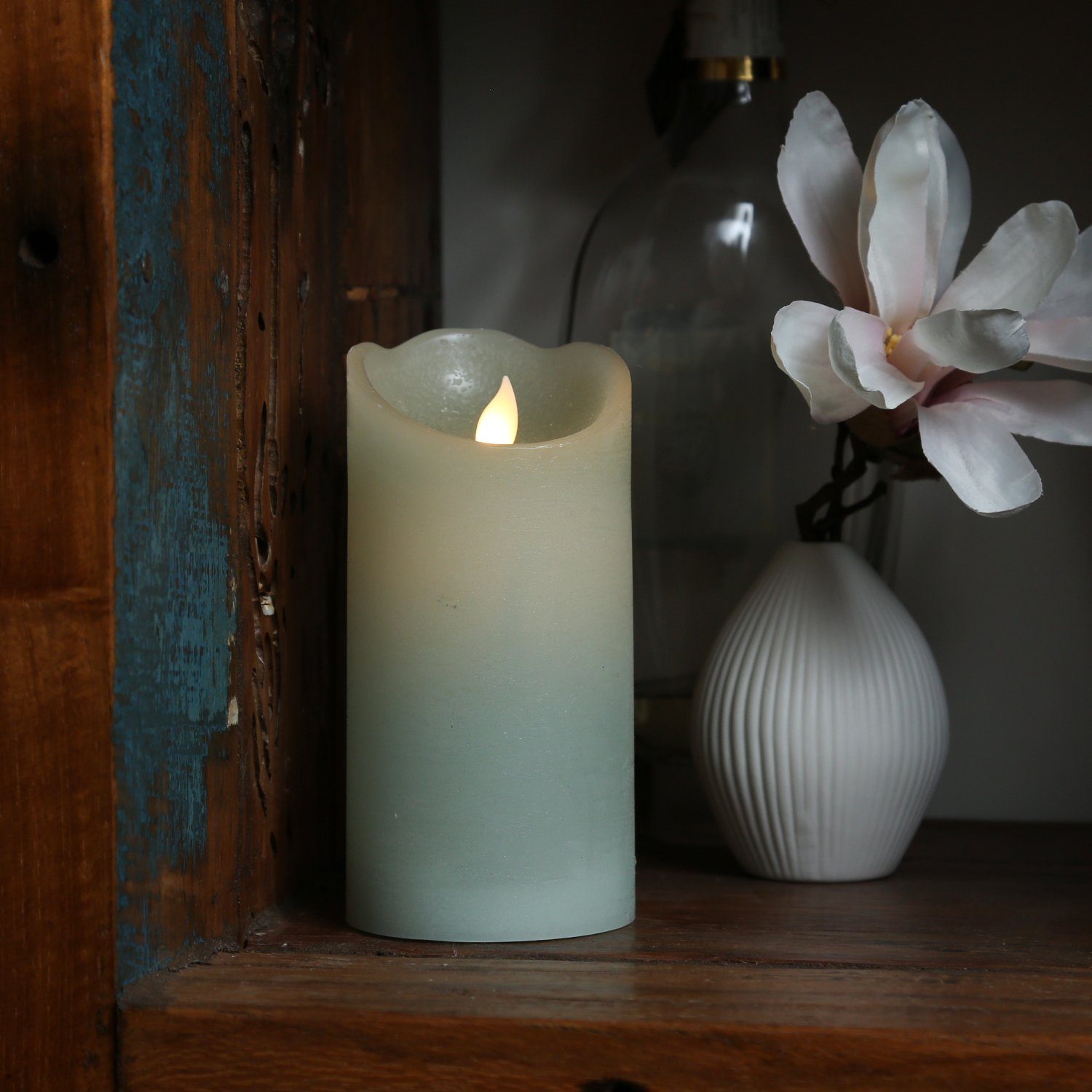 MARELIDA LED-Kerze mit beweglicher Flamme Echtwachs Rustik-Optik H: 15cm Ti günstig online kaufen