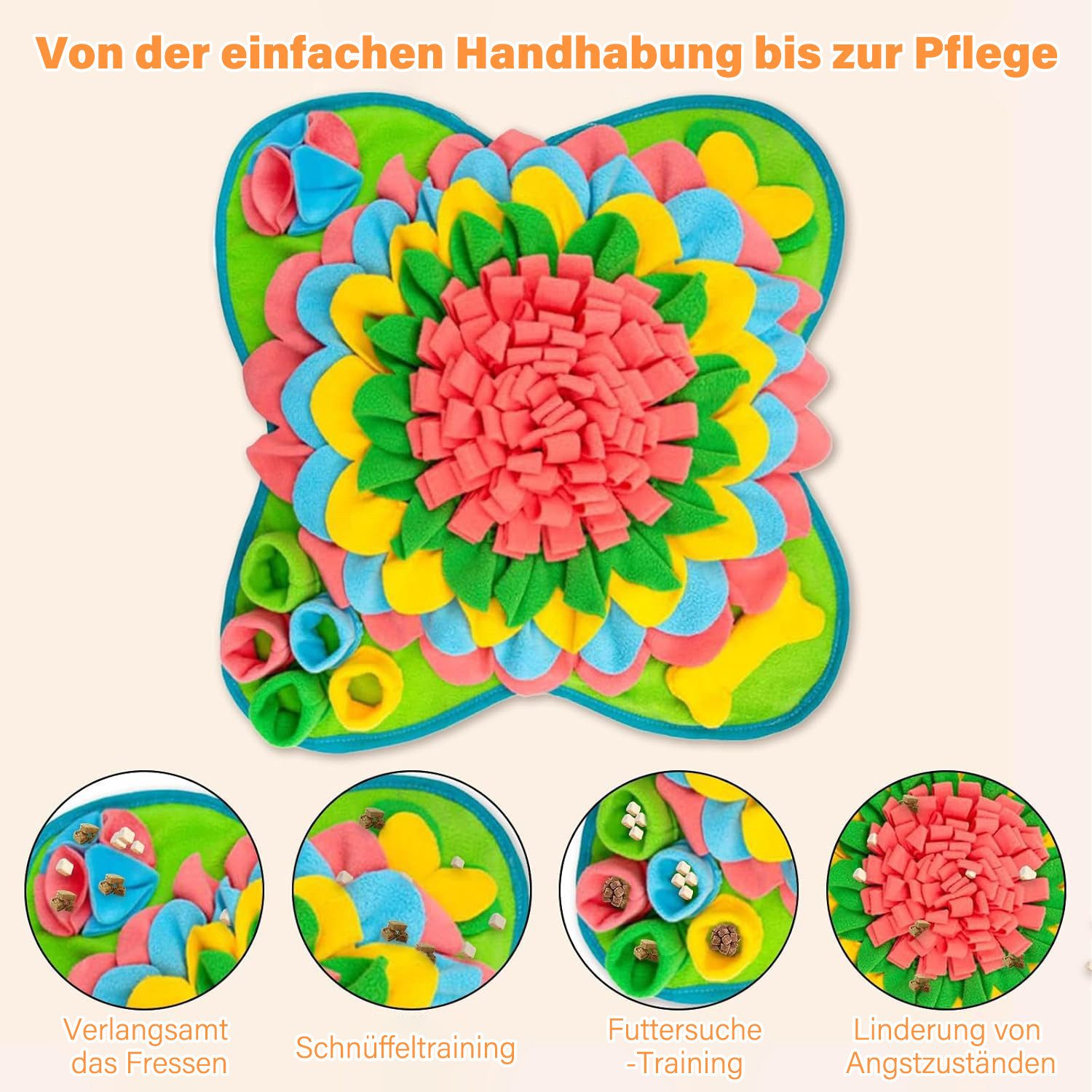 MOPUEA Schnüffelteppich Schnüffelmatte für Hunde Haustier Leckerlis Intelligent Spielzeug, Fütterungsmatte für kleinemittelgroße Rassen