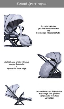 Coletto Kombi-Kinderwagen Nuvo 5 in 1 inkl. Sportsitz, Autositz, Iso und Zubehör in 3 Farben