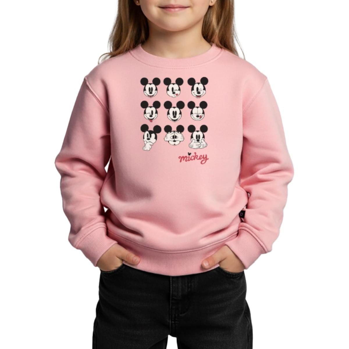 Spreadshirt Sweatshirt Mickey & Minnie Mickey Mouse Gesichtsausdrücke Kinder Premium Pullover (1-tlg)