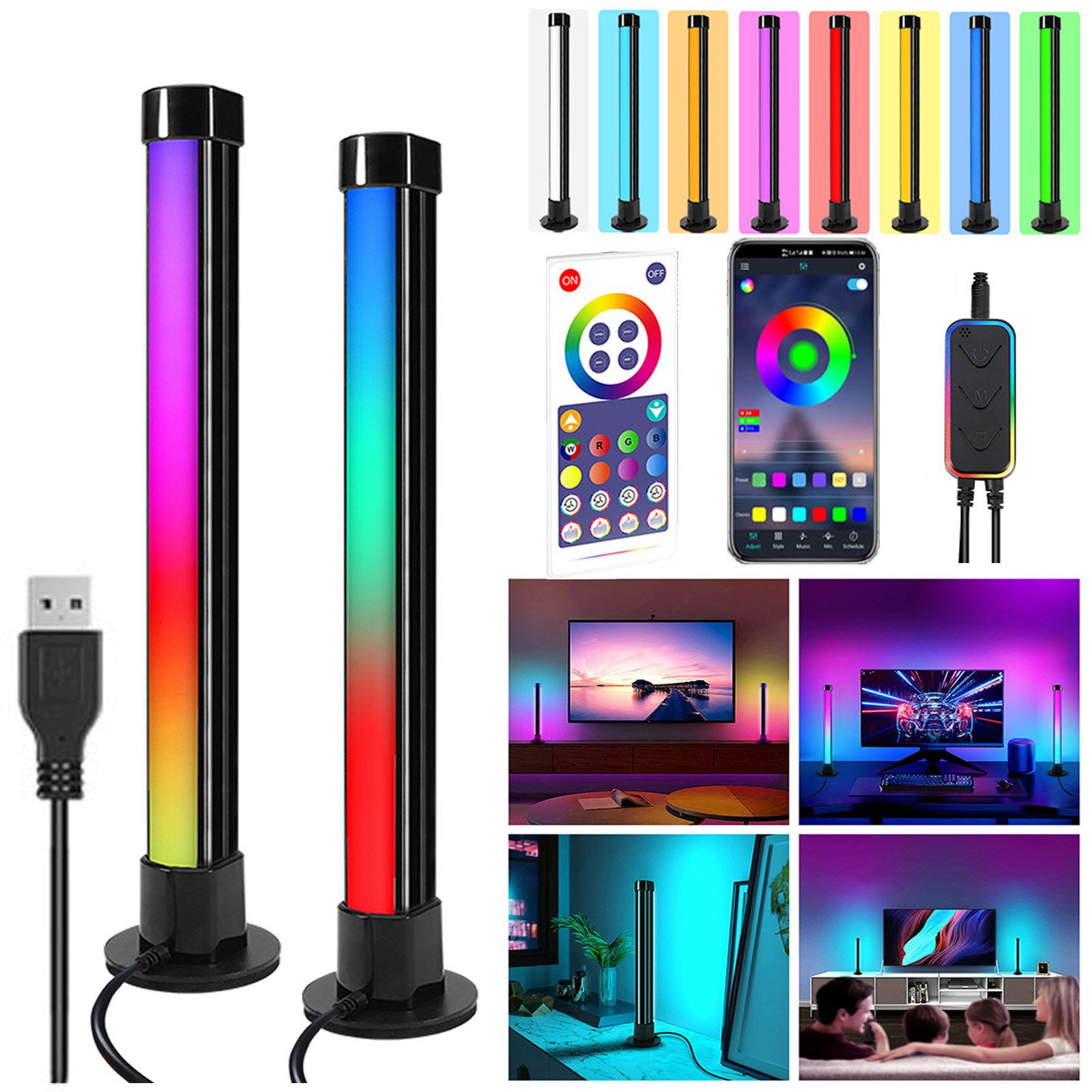 LED-Streifen Smart LED Lightbar 2er LED Stripe, USB, Bluetooth & APP-Steuerung