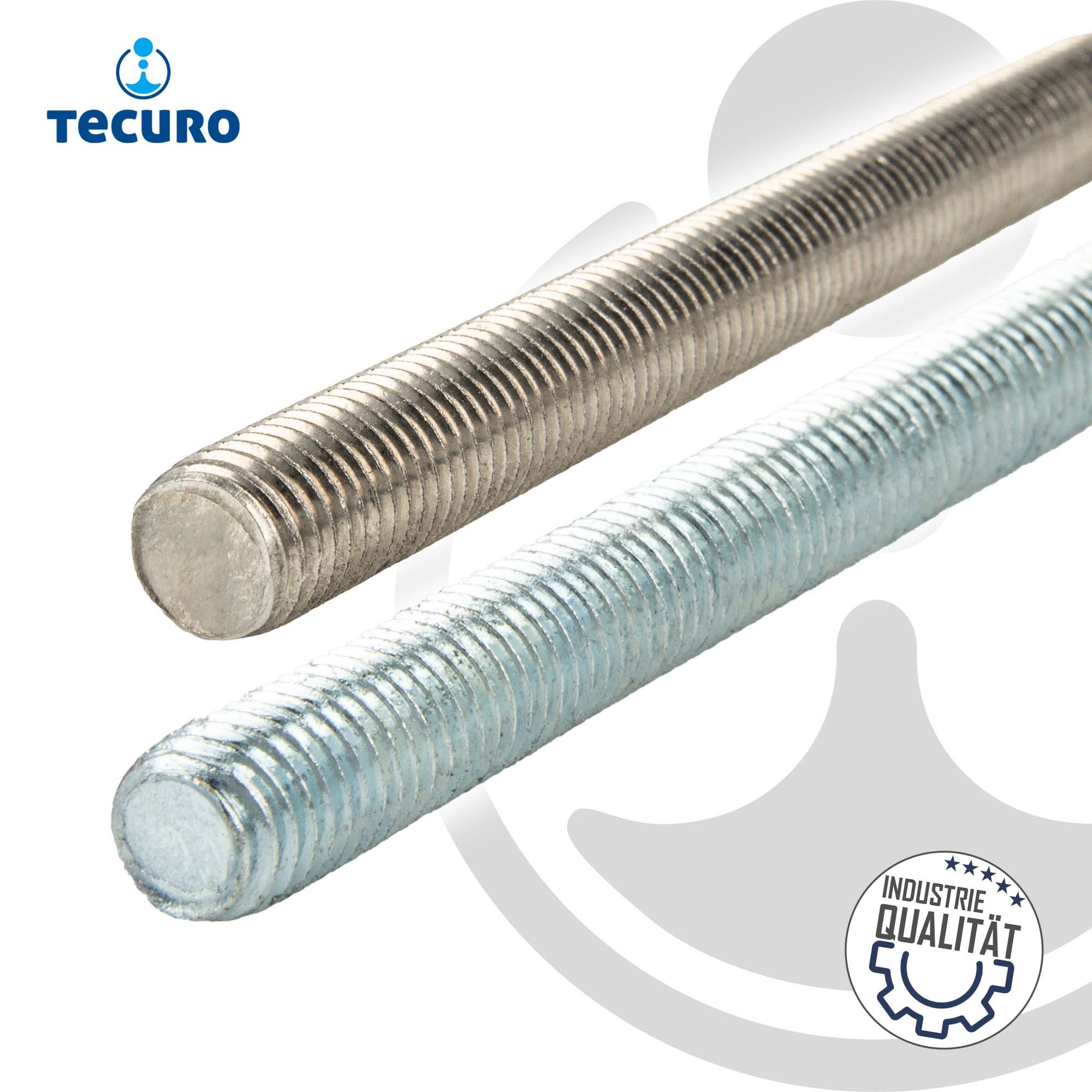 tecuro Gewindestange Gewindestange, Edelstahl & verzinkt - DIN 976 - verschiedene Größen, Stahl verzinkt, M 5 x 1000 mm