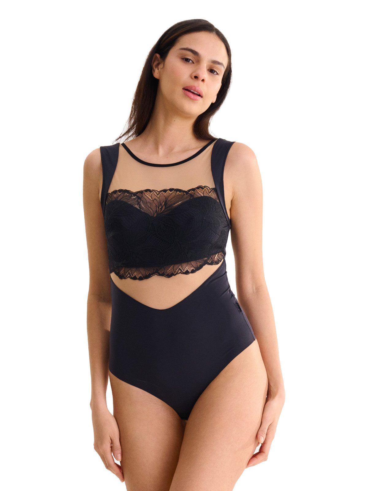 Lisca Body Brazilian Body ohne Bügel Clean-Cut Charisma (Stück, 1-tlg) vorne florales Muster aus Spitze, hoher Beinausschnitt