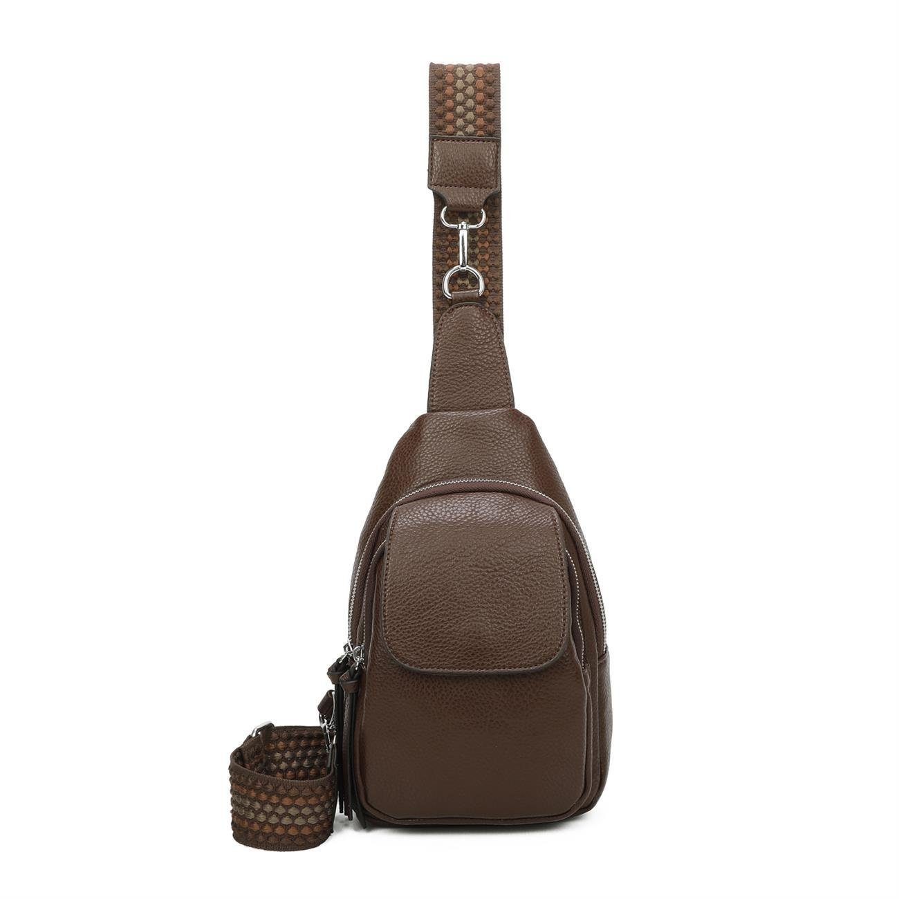 Schultertasche Damen CrossOver Body bag Sling Brusttasche Umhängetasche Leder Optik