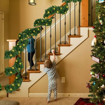 Kunstgirlande Tannenbaumgirlande künstlich, 500 cm lang Weihnachtsgirlande künstlich mit 100 LED warmweiß, Randaco, Deko Weihnachten Innen Außen Treppen Kamine Weihnachten