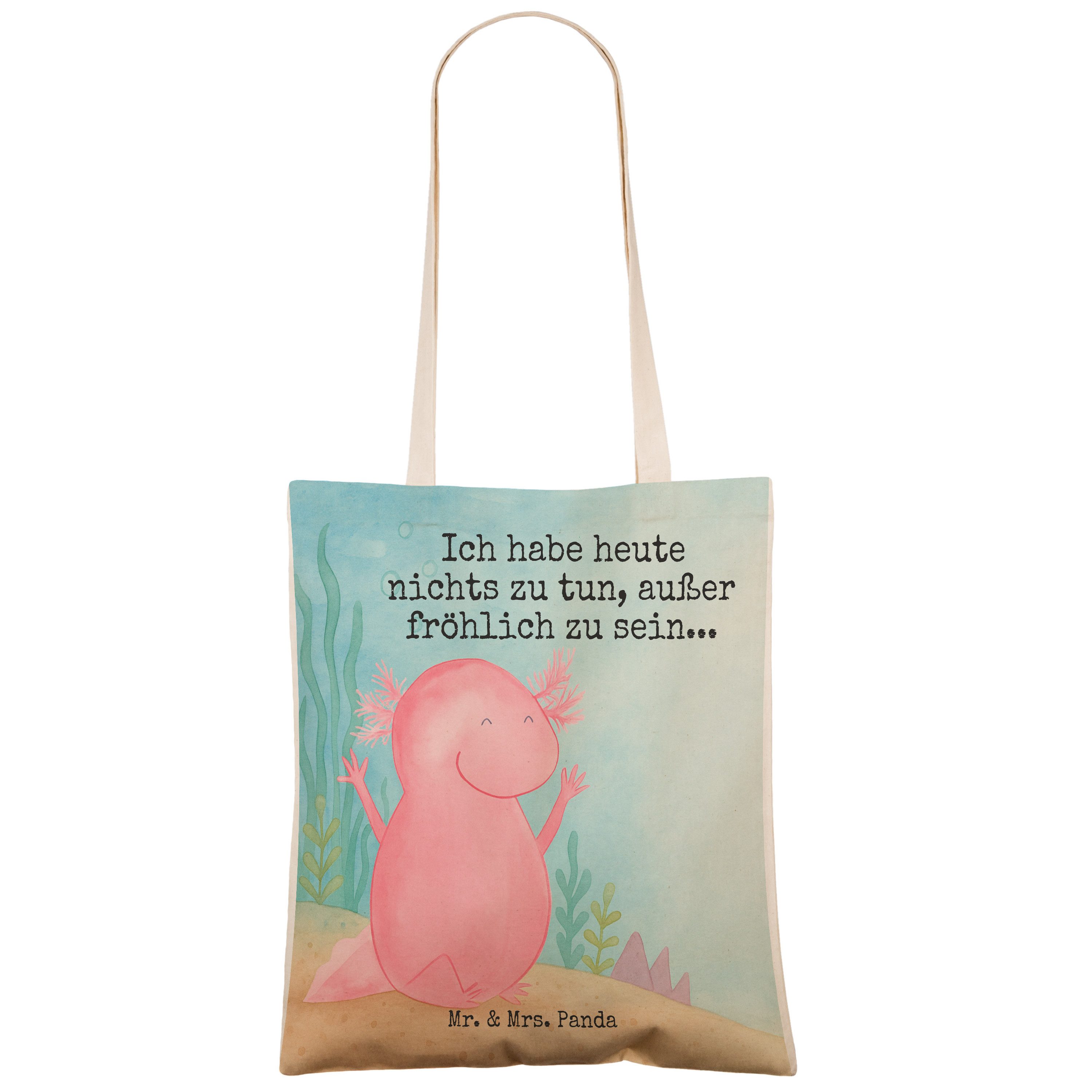 Mr. & Mrs. Panda Tragetasche Axolotl Hurra Design, (Packung), Axolot Geschenk einkaufsshopper