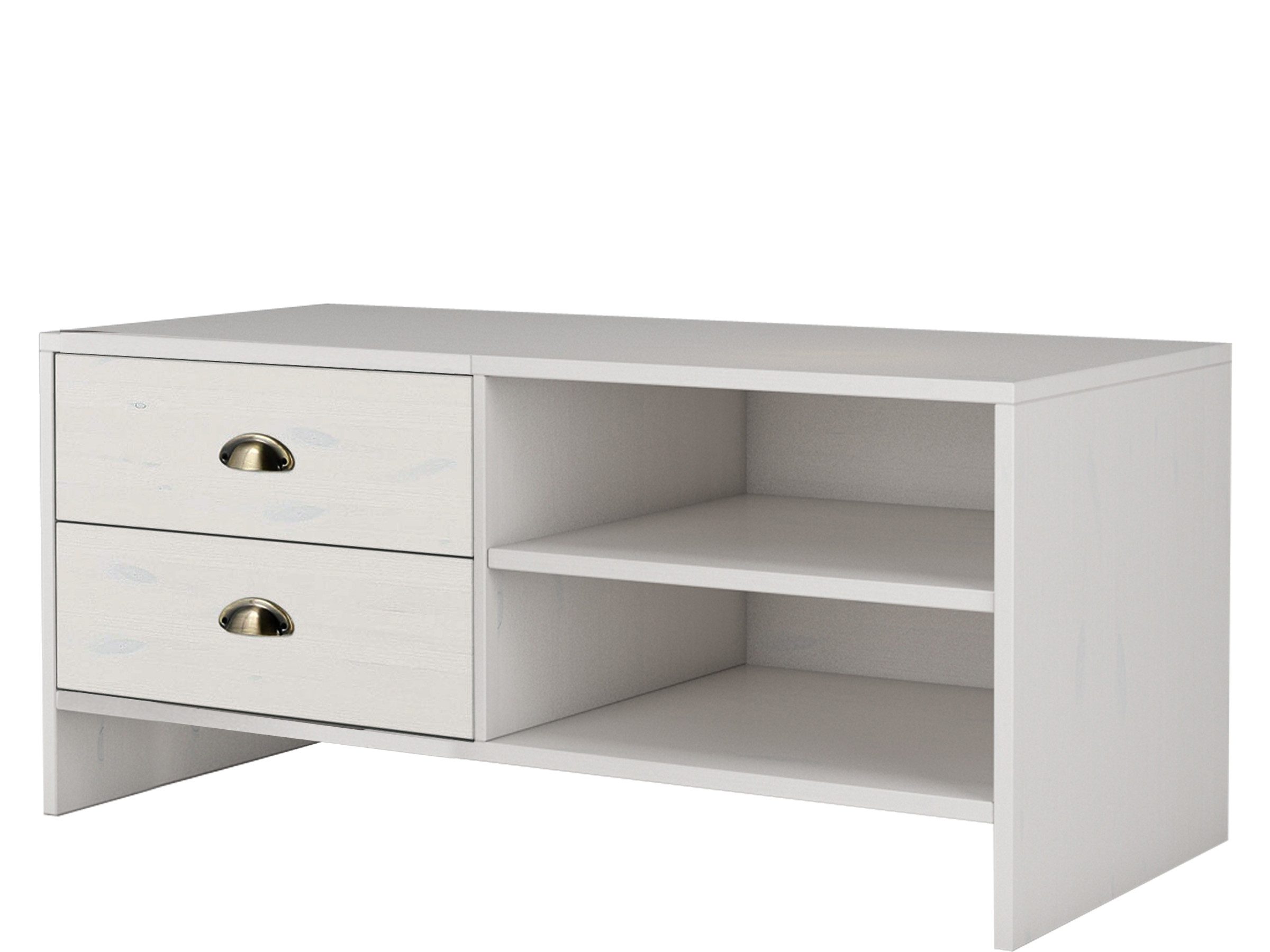 loft24 Schuhbank Carmen, Flurschrank, Kiefer, Landhausstil, Bank mit 1 Tür, 2 offene Fächer