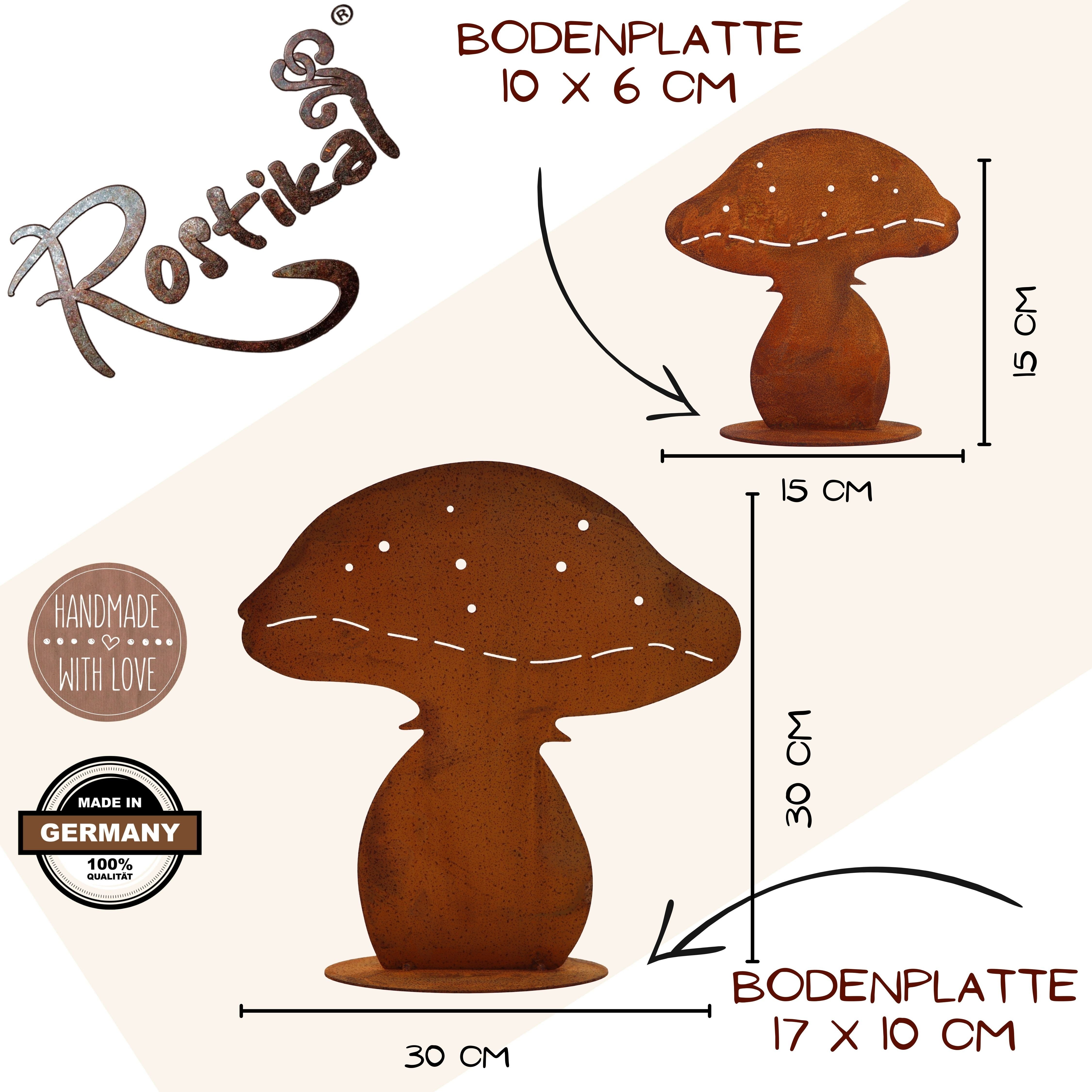 Herbst (Set), Rost Pilze Deko Gartenfigur Rostikal Echter Gartendeko,