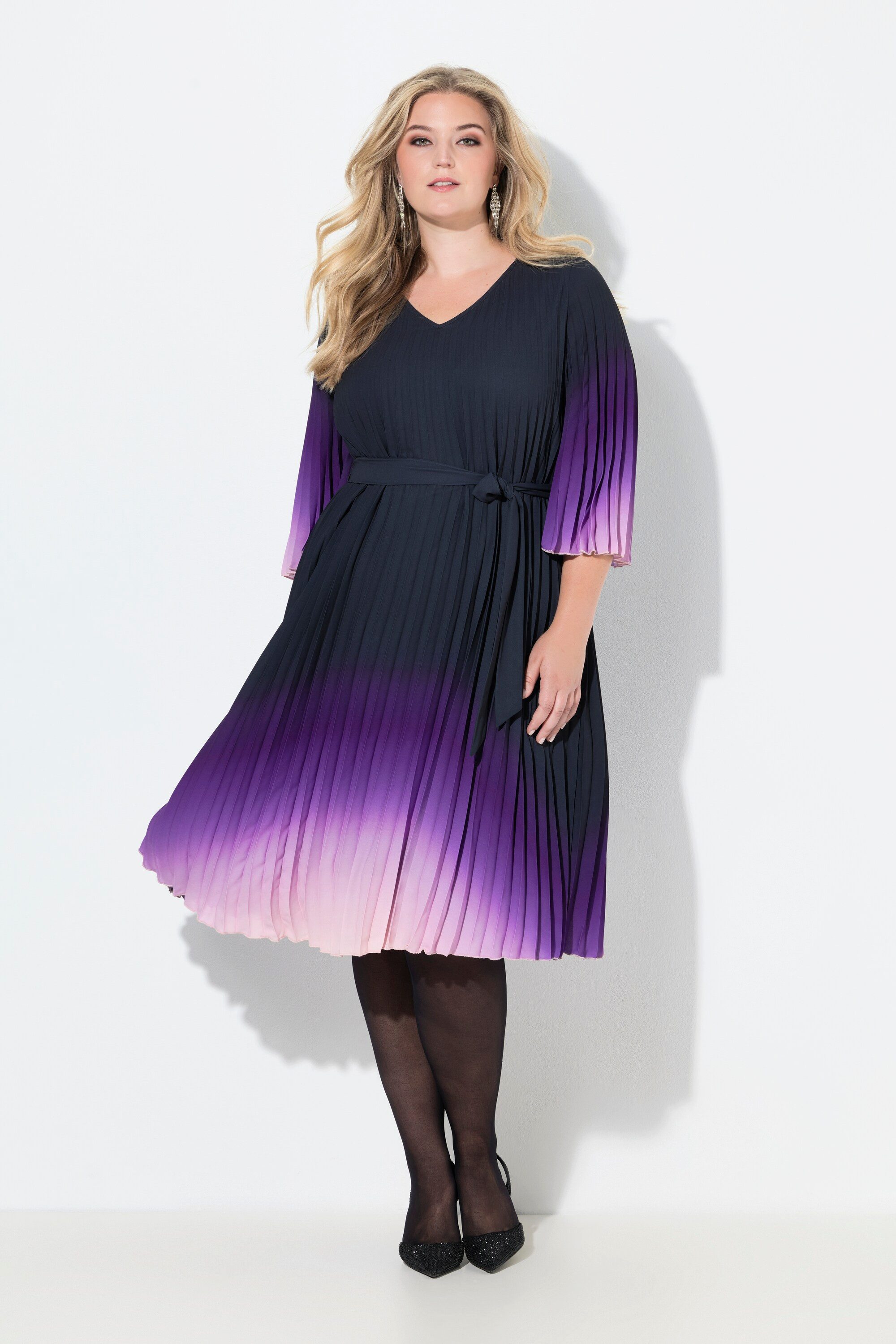 MIAMODA Partykleid Plissee-Midikleid A-Linie Farbverlauf 3/4-Ärmel günstig online kaufen