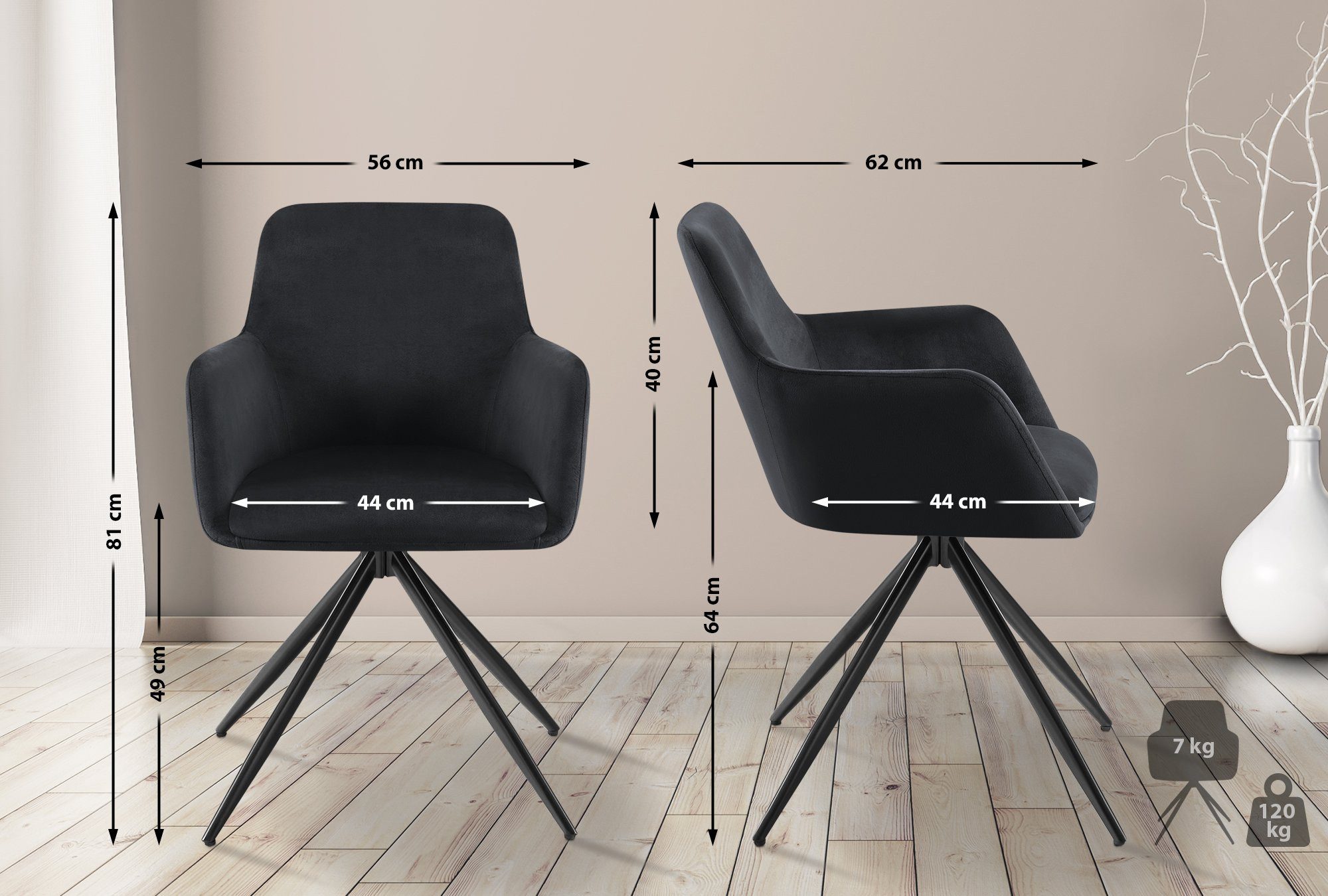 CLP Esszimmerstuhl Olema, mit Samtbezug, schwenkbarer Polster-Stuhl günstig online kaufen