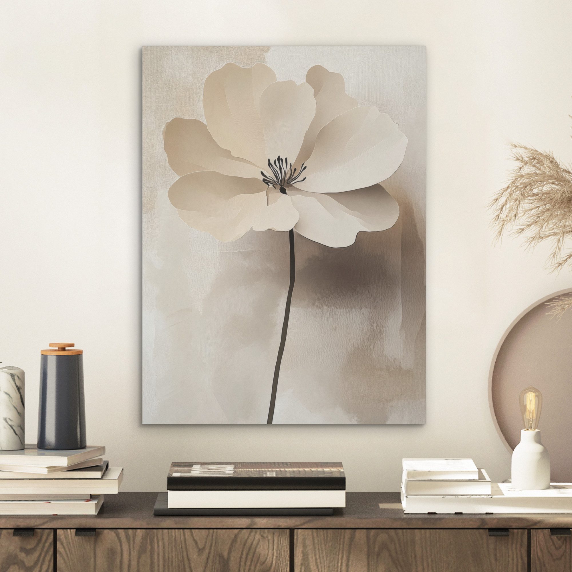 MuchoWow Gemälde Blume - Beige - günstig online kaufen