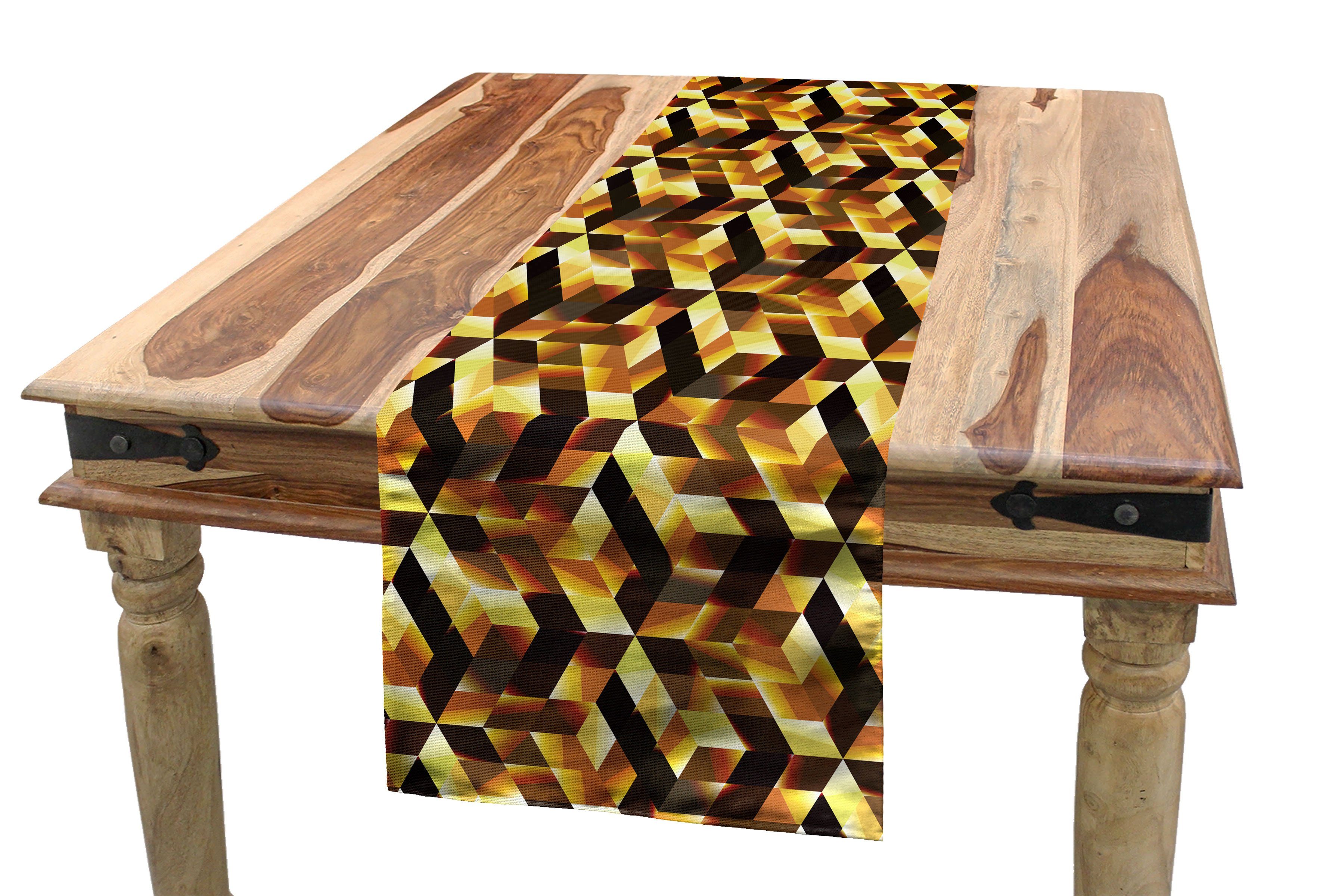 Abakuhaus Tischläufer Esszimmer Küche Rechteckiger Dekorativer Tischläufer, Abstrakt Grafik-Cubes Blocks