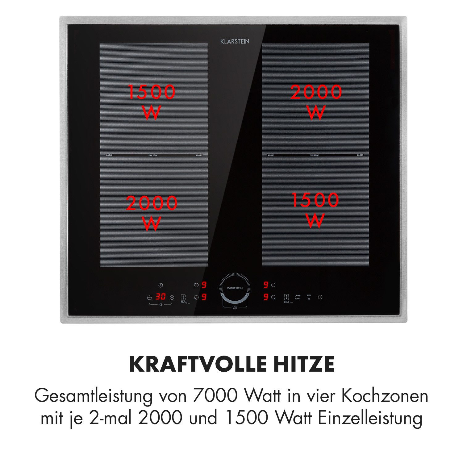 Klarstein Induktions-Kochfeld Delicatessa 60 Prime 10035266, Einbau Glaskeramikkochfeld 4 Platten Elektro Einbaukochfeld Induktion – Bild 5 von 5