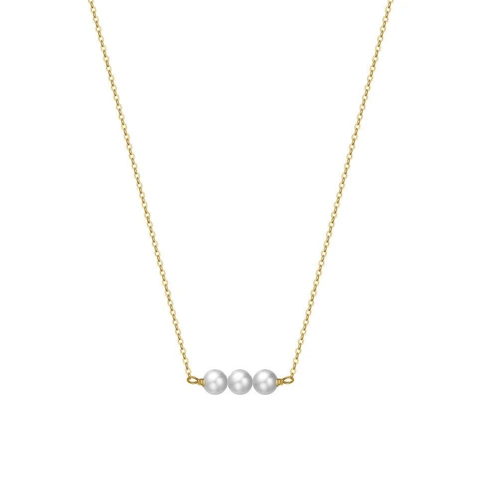 Perlenkette kurze Kette, Choker mit drei Perlen