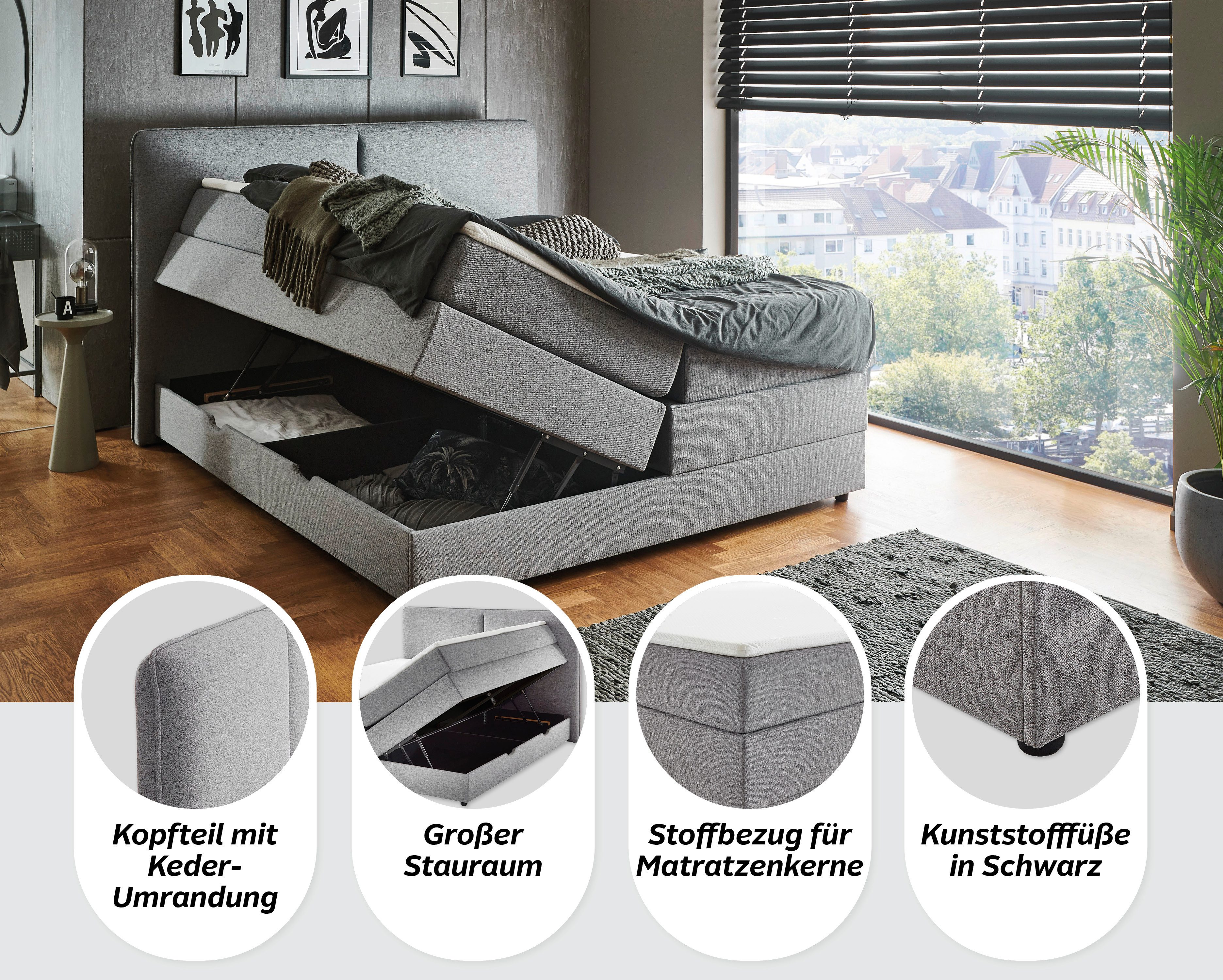 meise.möbel Boxbett Columbia mit extra großem Bettkasten, erhältlich in 180x200cm