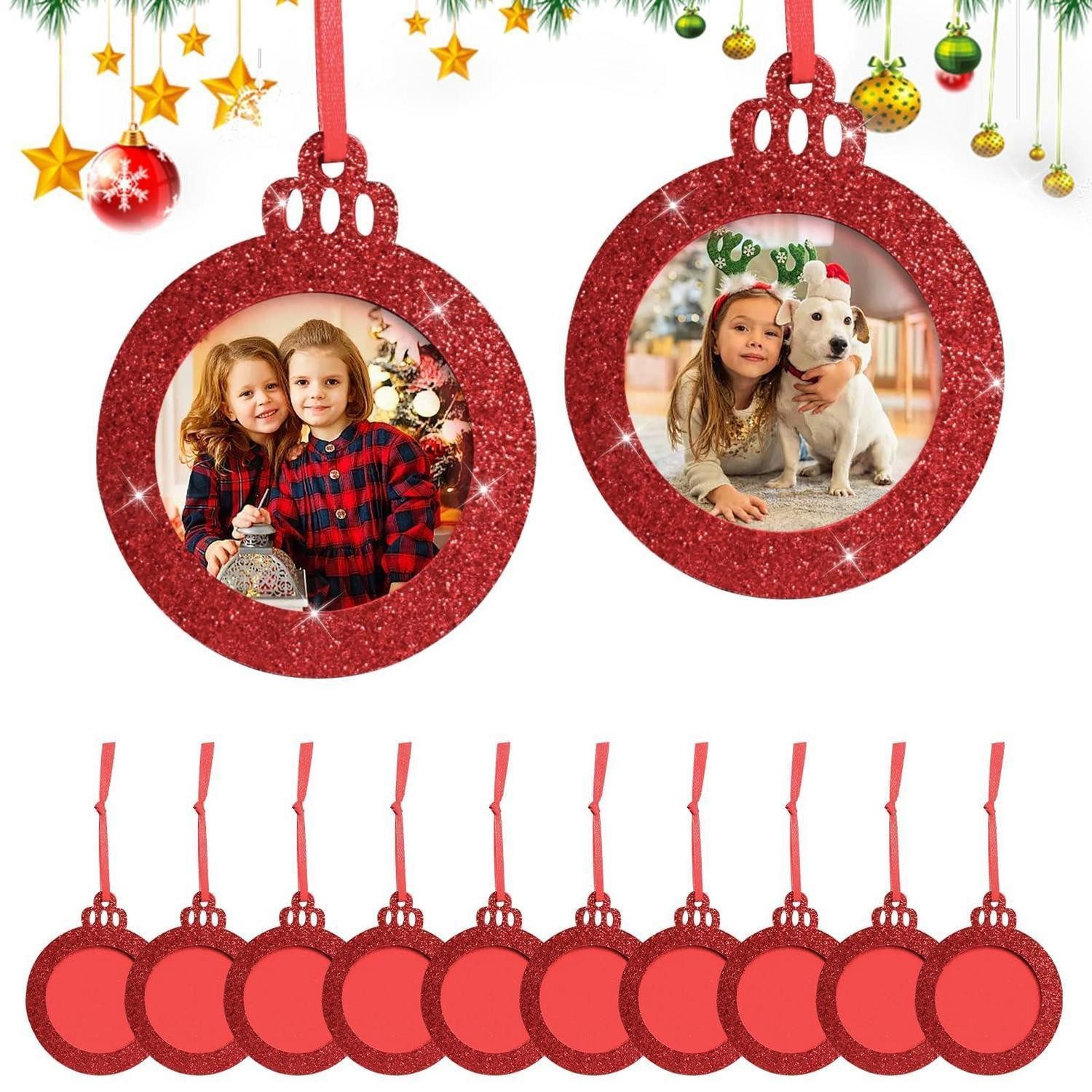 LuxusKollektion Bilderrahmen-Set Weihnachten Fotorahmen Filz 12er Set Rot Glitzer, (12 St)