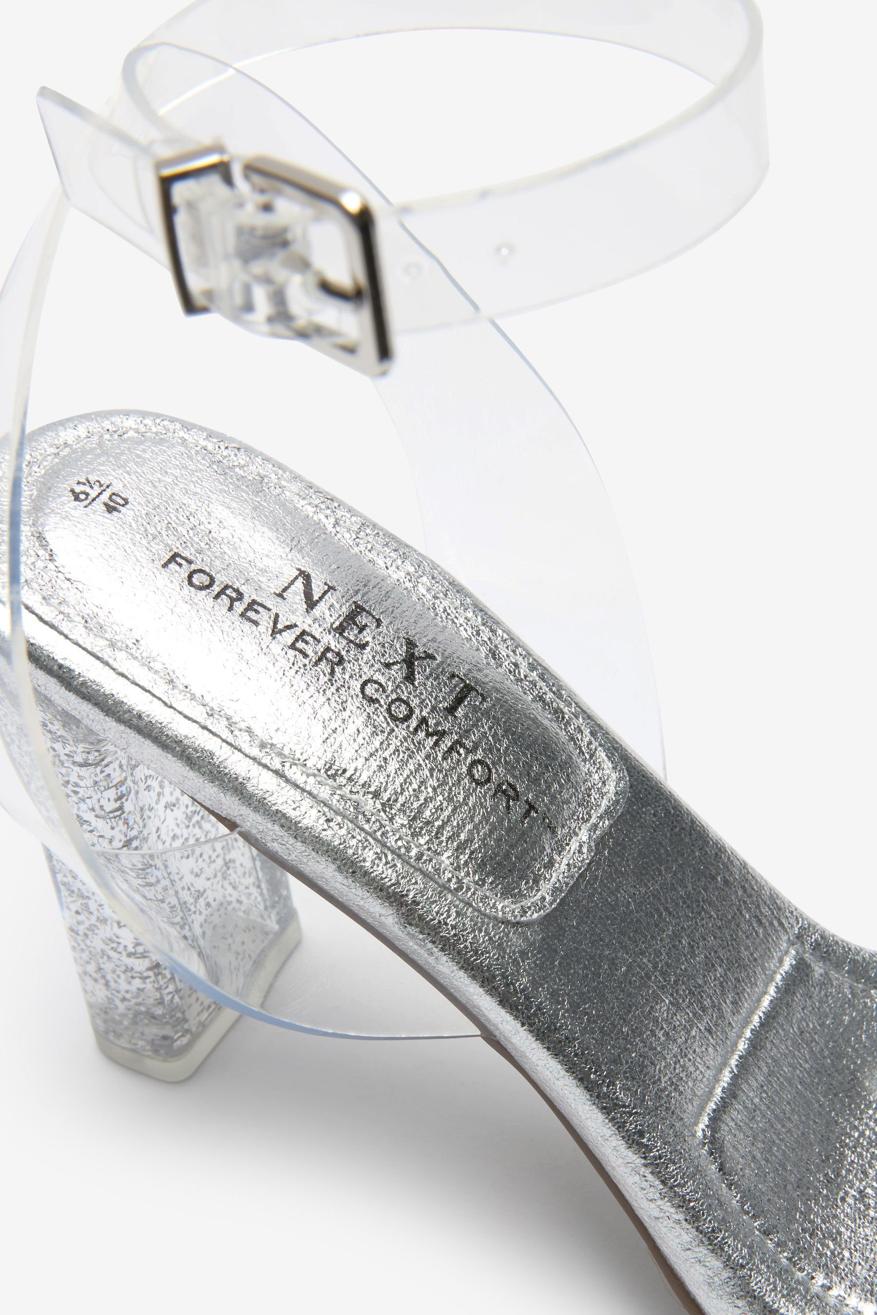 Vinylsandalen Silver mit Comfort Blockabsatz Sandalette Next (1-tlg) Forever