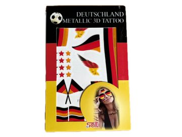 LK Trend & Style Schmuck-Tattoo Deutschland Fahne Flagge Sterne Sortiment Fan, 4-tlg., Weltmeisterschaft Europameisterschaft Olympia, wasserfest, hält bis zu 5 Tagen, leicht mit Babyöl zu entfernen