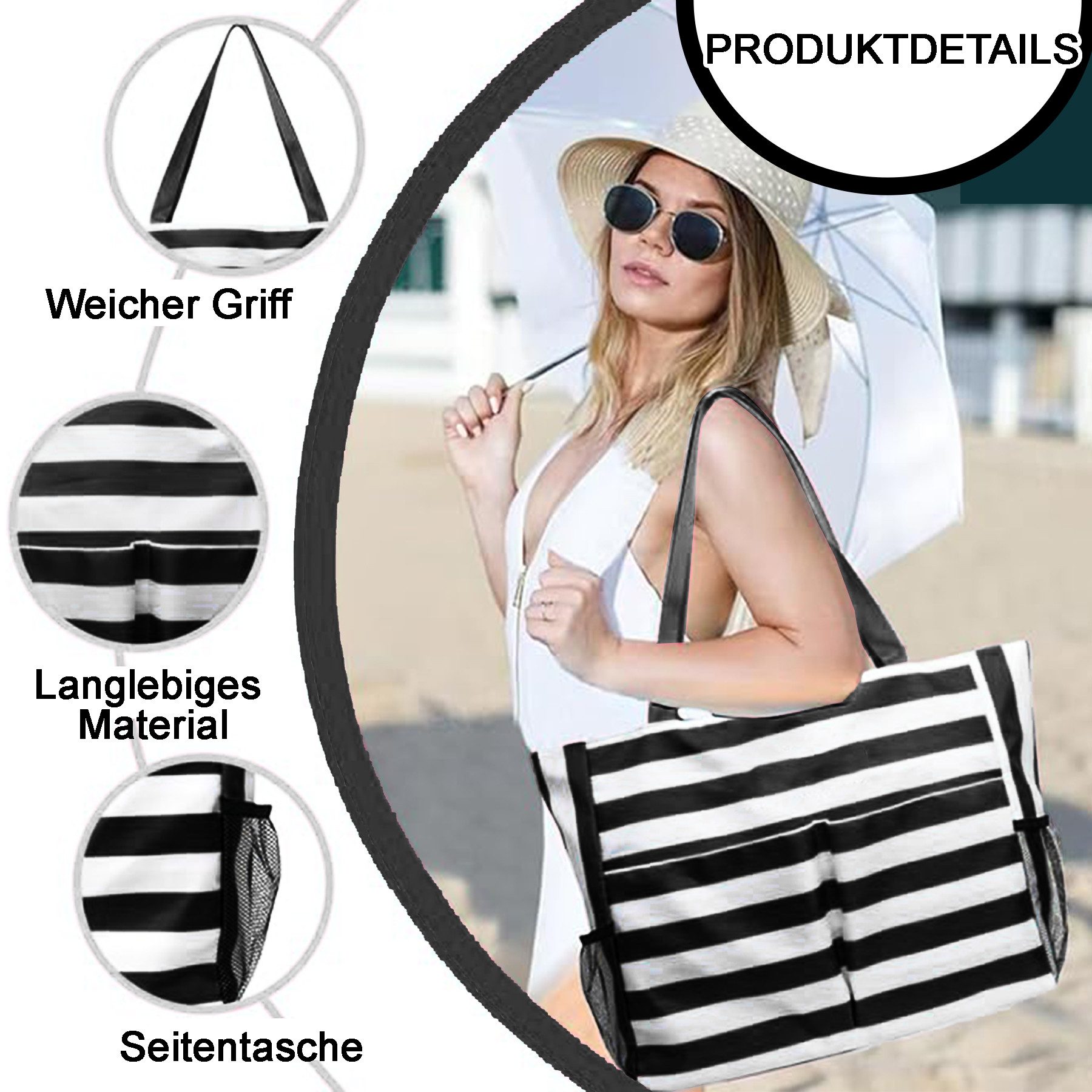 Mutig Strandtasche Große Wasserdichte Strandtasche mit Reißverschluss und T günstig online kaufen