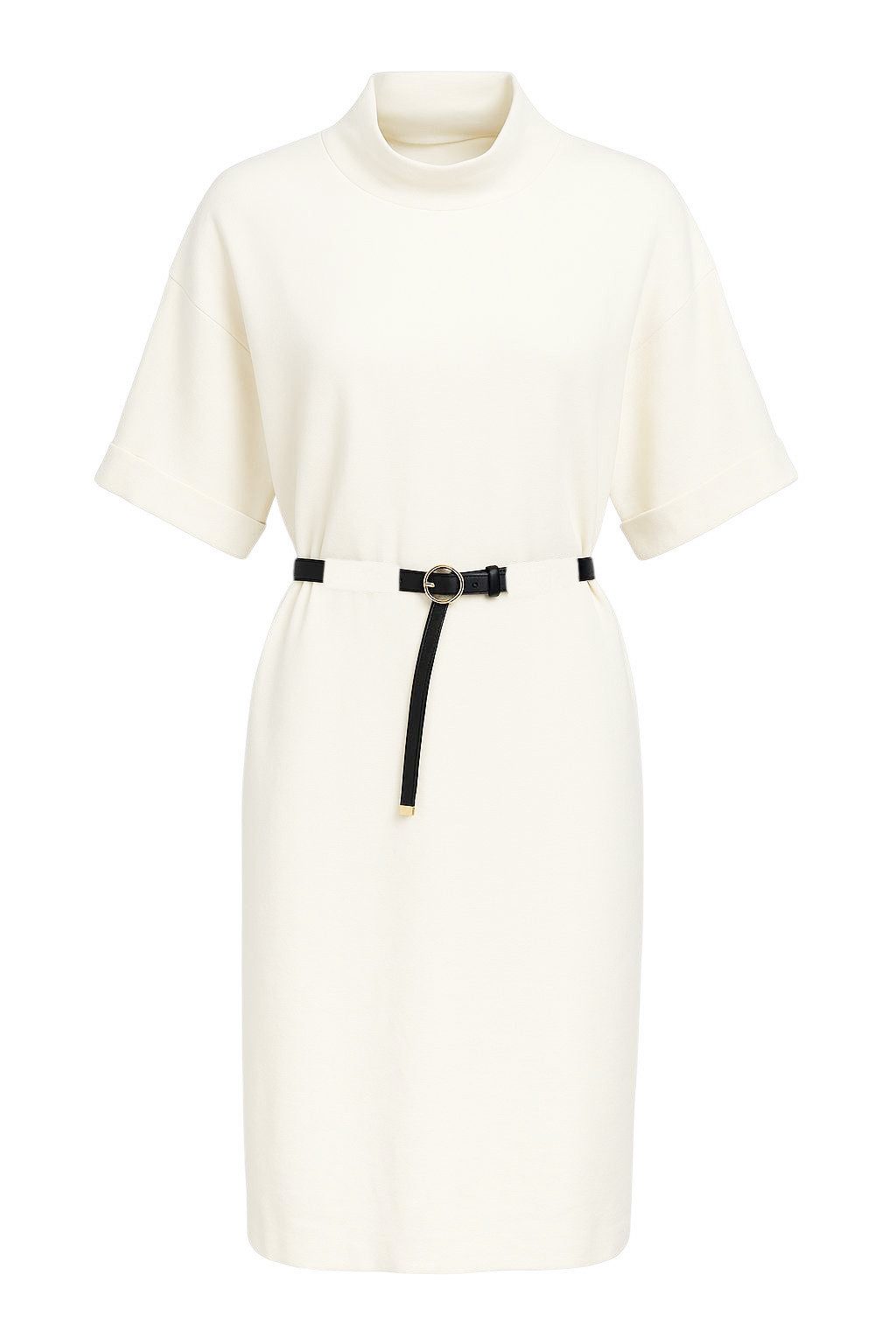 Mississhop Strickkleid Damen Strickkleid mit Stehkragen und Gürtel M. 426