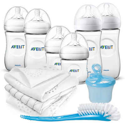 Philips AVENT Babyflasche »Premium PP-Flaschen-Set«, 6x Babyflasche + Flaschenbürste + Milchpulverportionierer + 3x Spucktuch