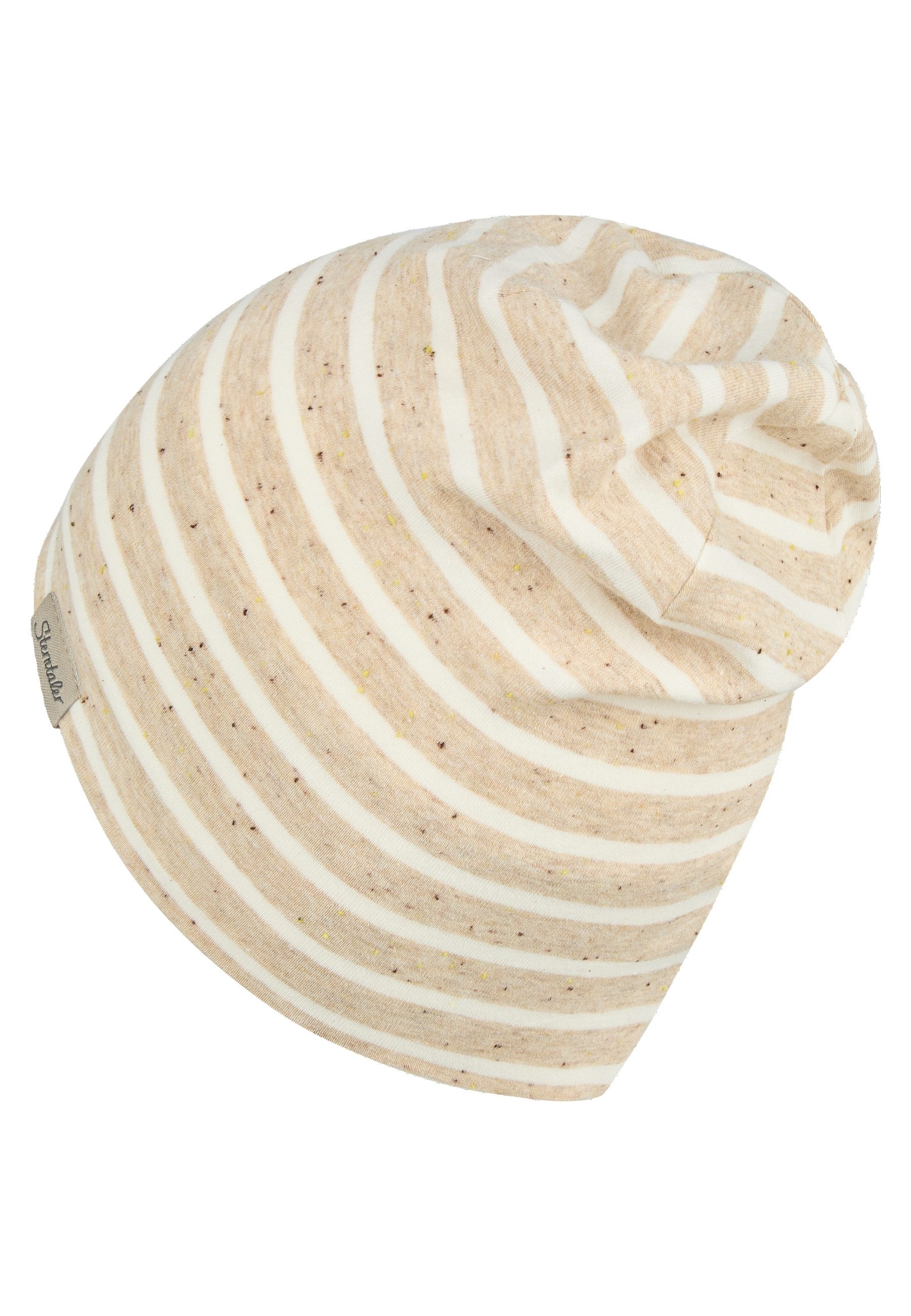 Sterntaler® Beanie UV-Schutz 50+ Beanie Streifen (1-St) Beanie aus Ringel-Melange-Jersey mit Pünktchen, 2 Tragevarianten