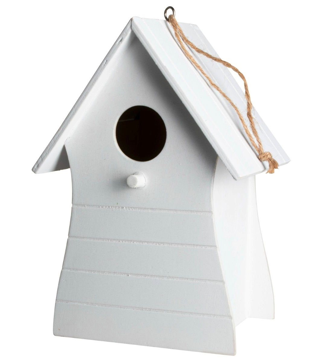 Spetebo Nistkasten Holz Vogelhäuschen zum Aufhängen 20 x 14 cm - weiß, Garten Deko Vogel Nist Kasten mit Fütterungsloch