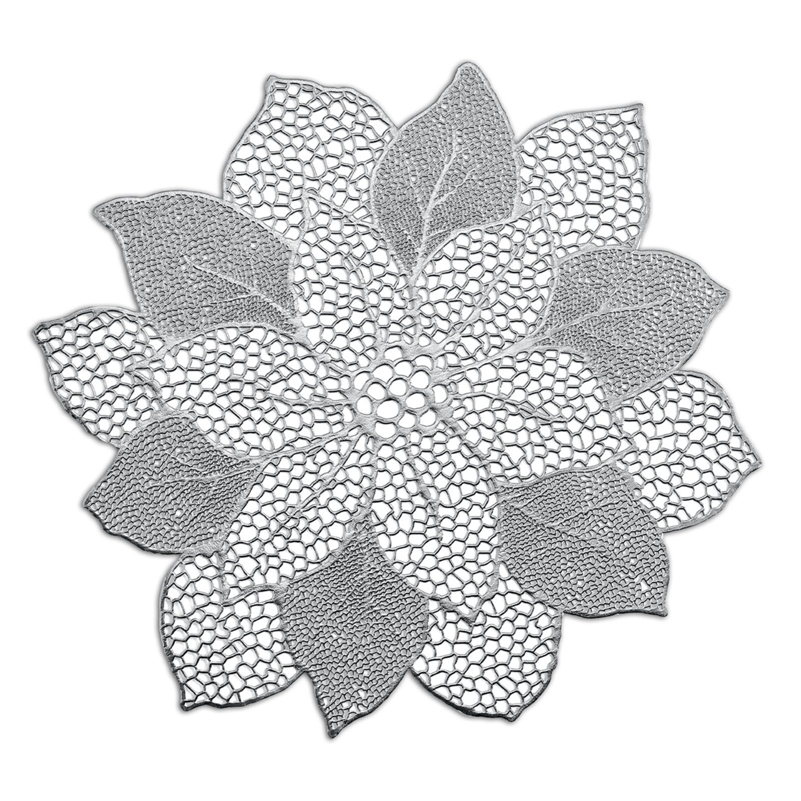 Platzset Platzset 1 Stück Metallic Flower Silber