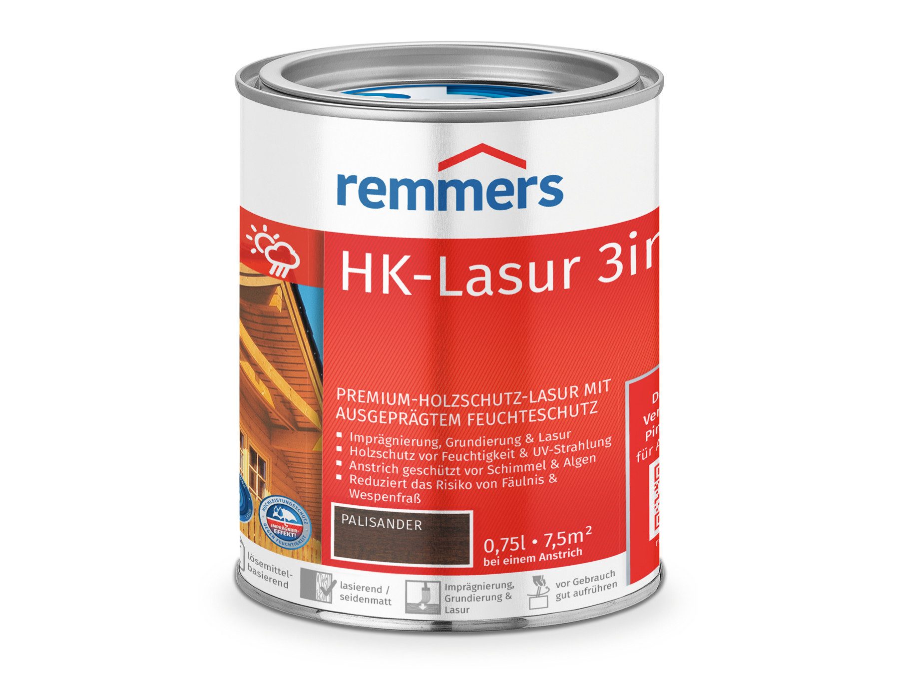 Remmers Holzschutzlasur HK-Lasur 3in1 0,75 Liter, 3facher Holzschutz mit Imprägnierung + Grundierung + Lasur