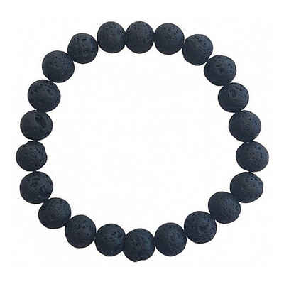 KARMA Lederarmband Armband Herren Lava Steine Perlen schwarz (Geschenk für Ihn), Männerarmband Herrenarmnd Herrenschmuck