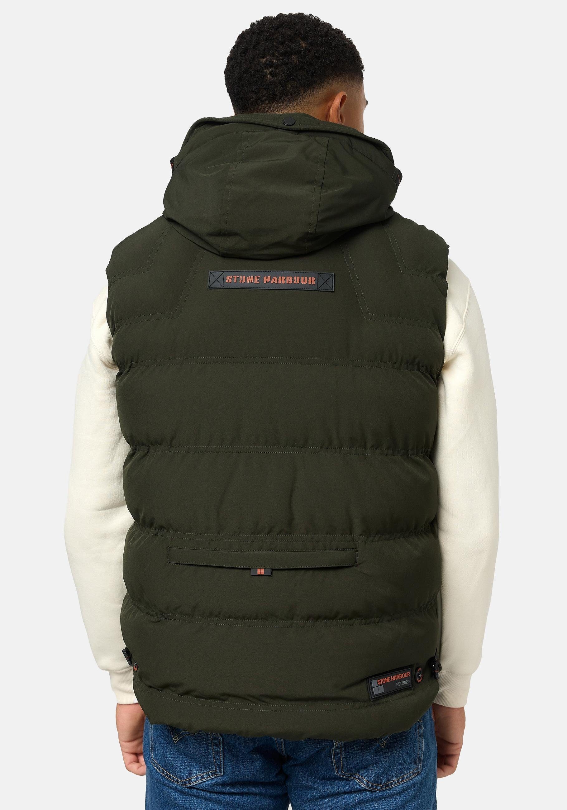 Stone Harbour Steppweste Egoor Sportliche Outdoorweste mit abnehmbarer Kapuze